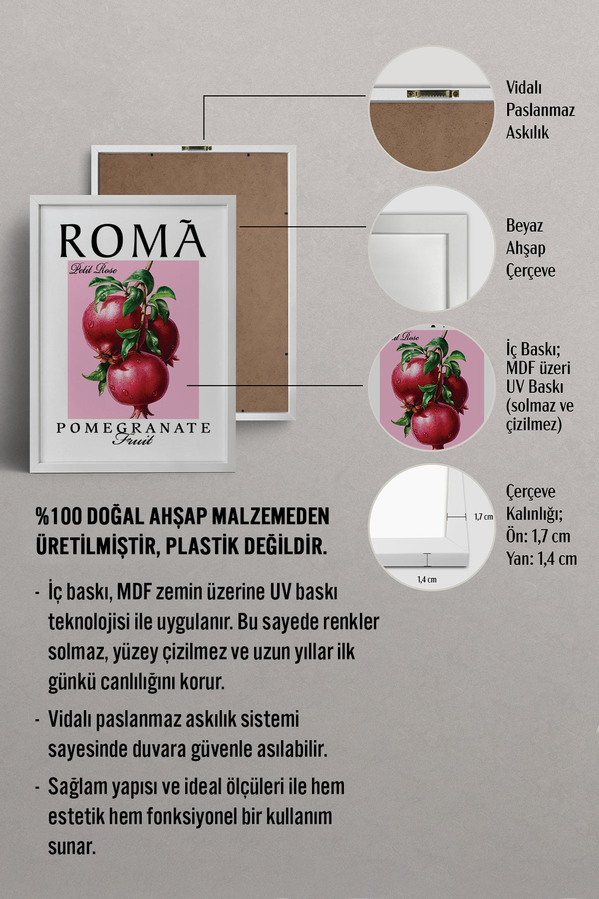 HOMEPACK Ahşap Çerçeveli Tablo Çerçeveli Poster Sanatsal Modern Duvar Dekoru TK-776