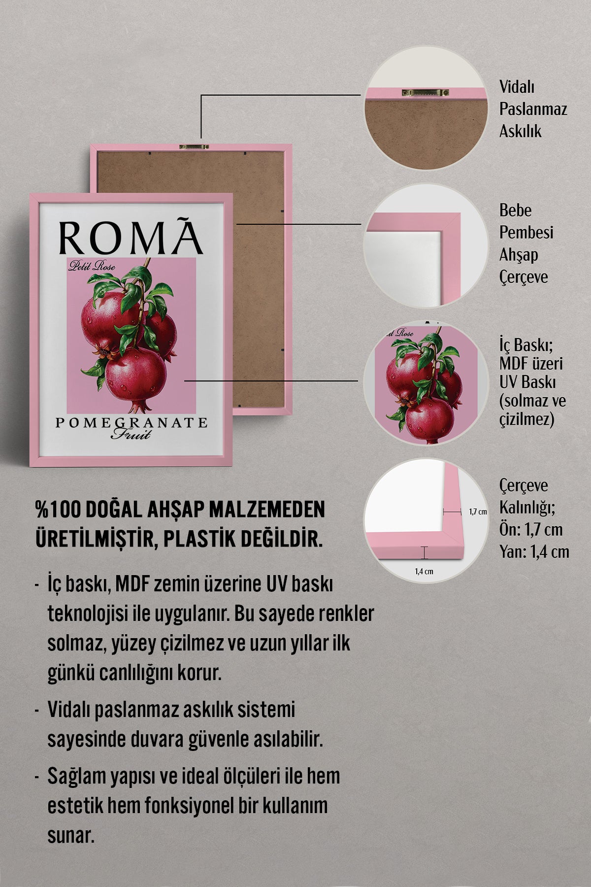 HOMEPACK Ahşap Çerçeveli Tablo Çerçeveli Poster Sanatsal Modern Duvar Dekoru TK-776