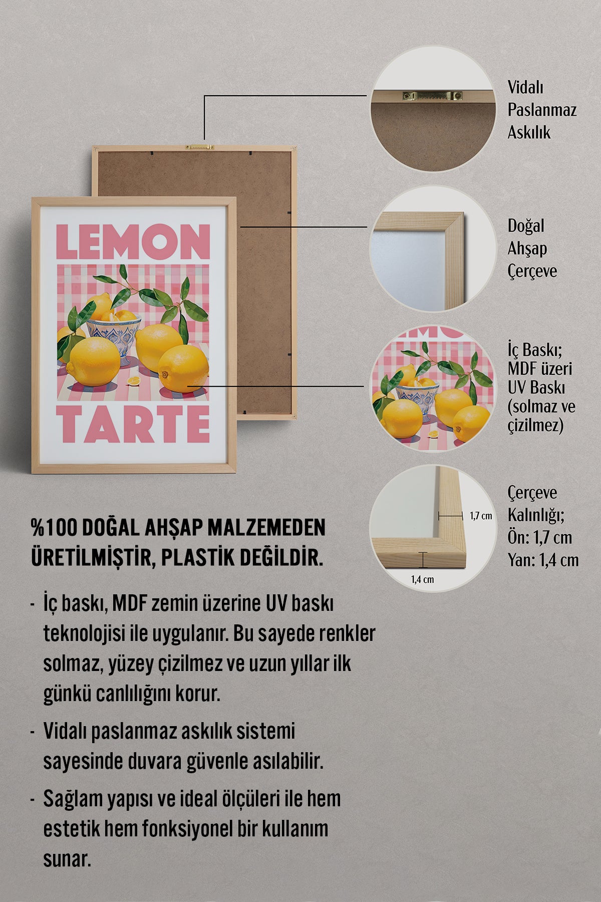 HOMEPACK Ahşap Çerçeveli Tablo Çerçeveli Poster Sanatsal Modern Duvar Dekoru TK-777