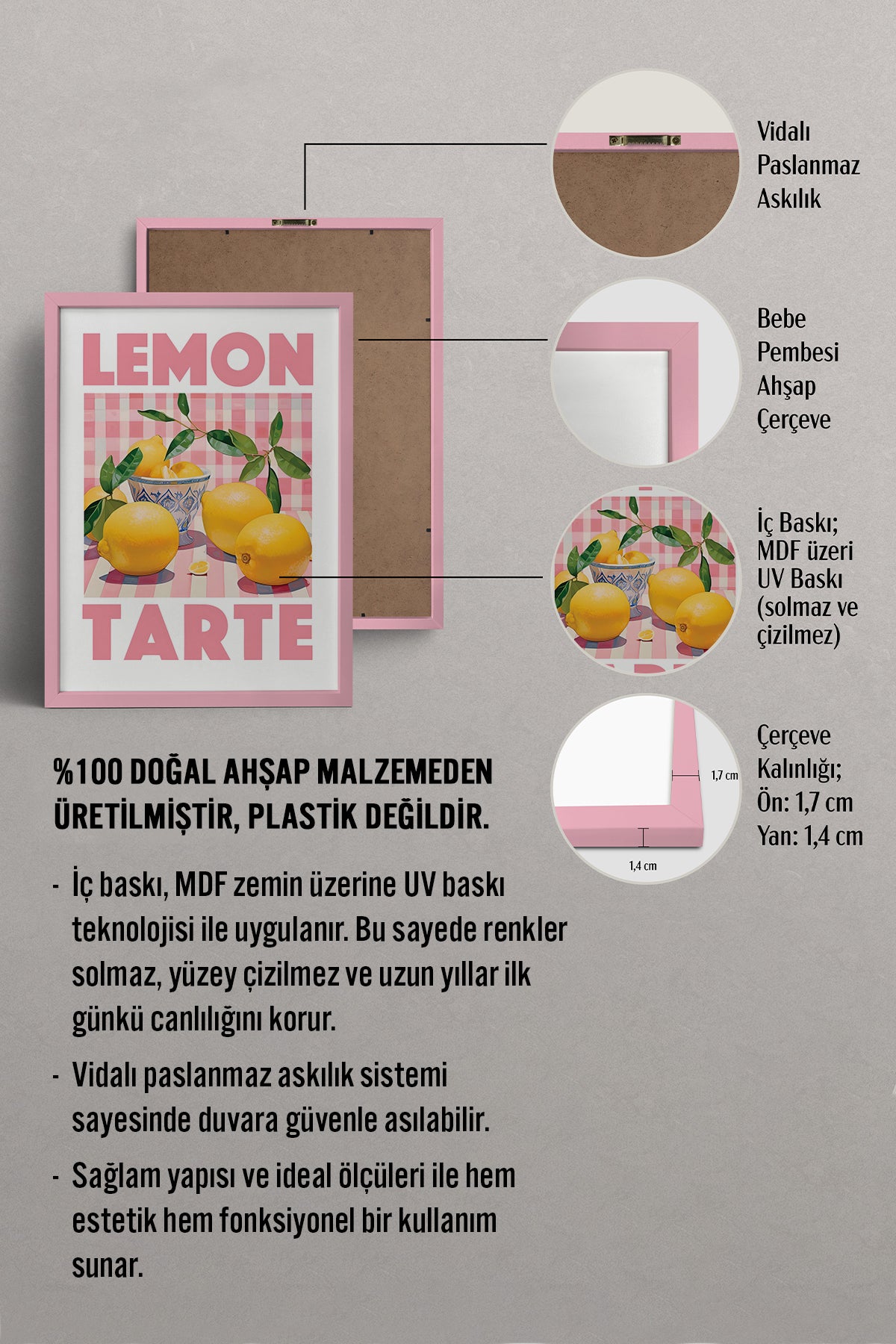 HOMEPACK Ahşap Çerçeveli Tablo Çerçeveli Poster Sanatsal Modern Duvar Dekoru TK-777