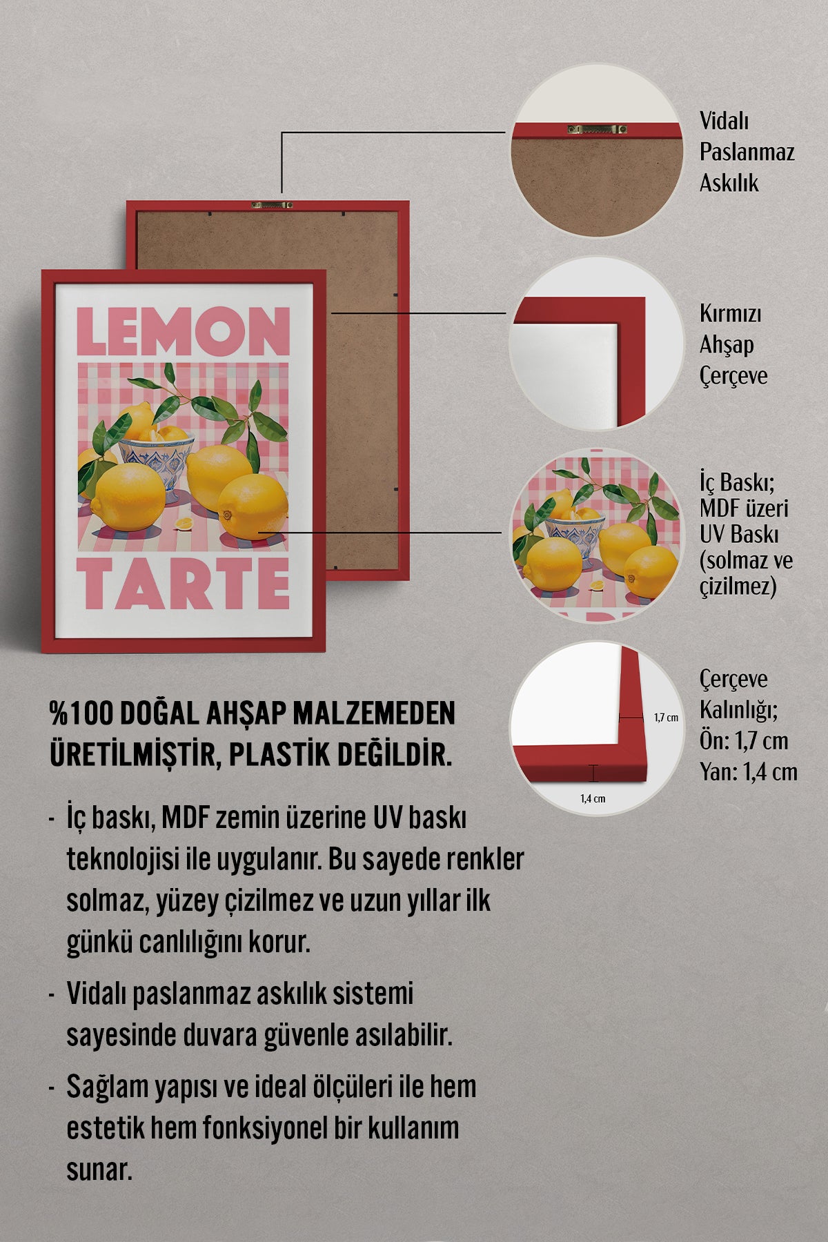 HOMEPACK Ahşap Çerçeveli Tablo Çerçeveli Poster Sanatsal Modern Duvar Dekoru TK-777