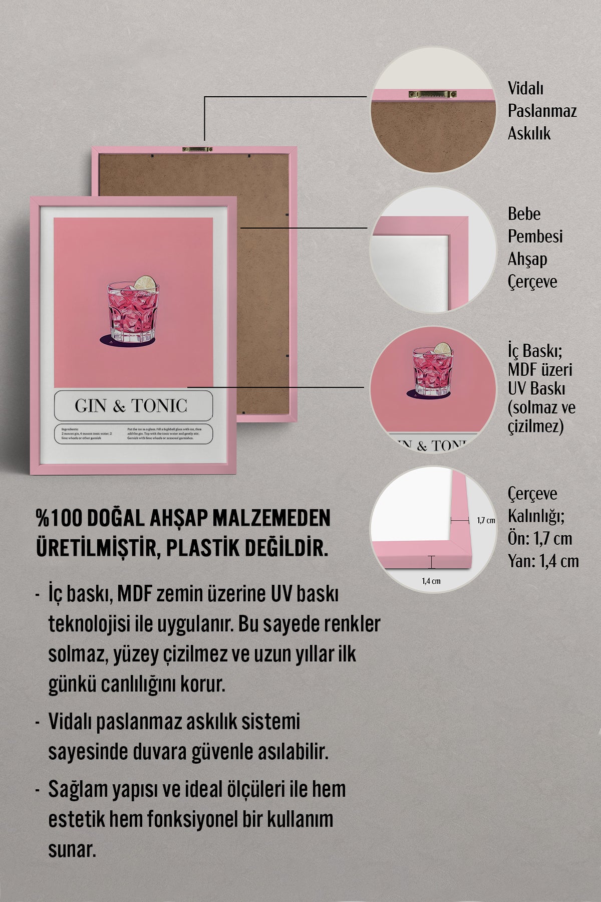 HOMEPACK Ahşap Çerçeveli Tablo Çerçeveli Poster Sanatsal Modern Duvar Dekoru TK-778