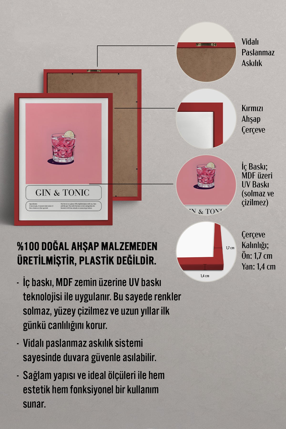 HOMEPACK Ahşap Çerçeveli Tablo Çerçeveli Poster Sanatsal Modern Duvar Dekoru TK-778