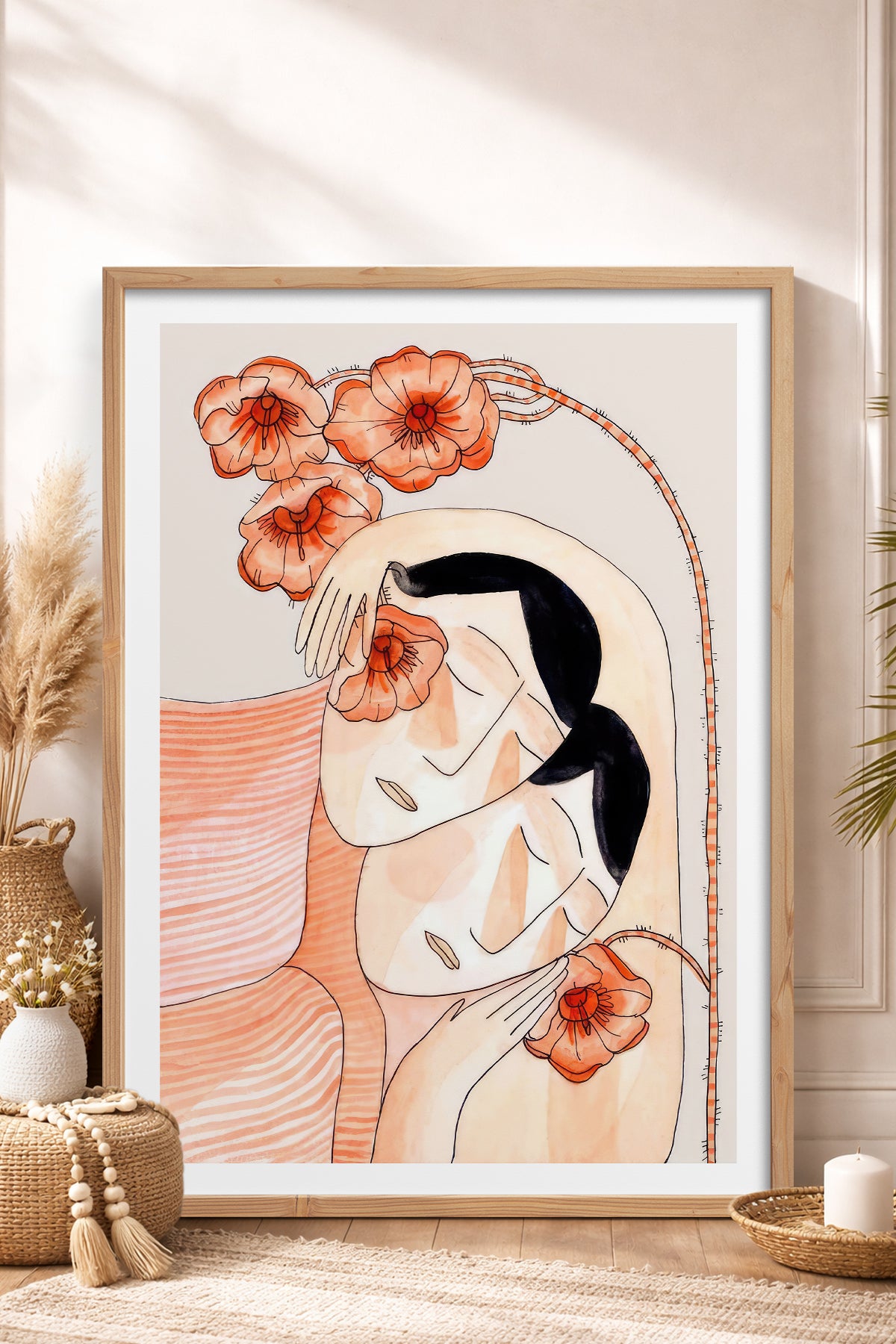 HOMEPACK Ahşap Çerçeveli Tablo Çerçeveli Poster Sanatsal Modern Duvar Dekoru TK-779