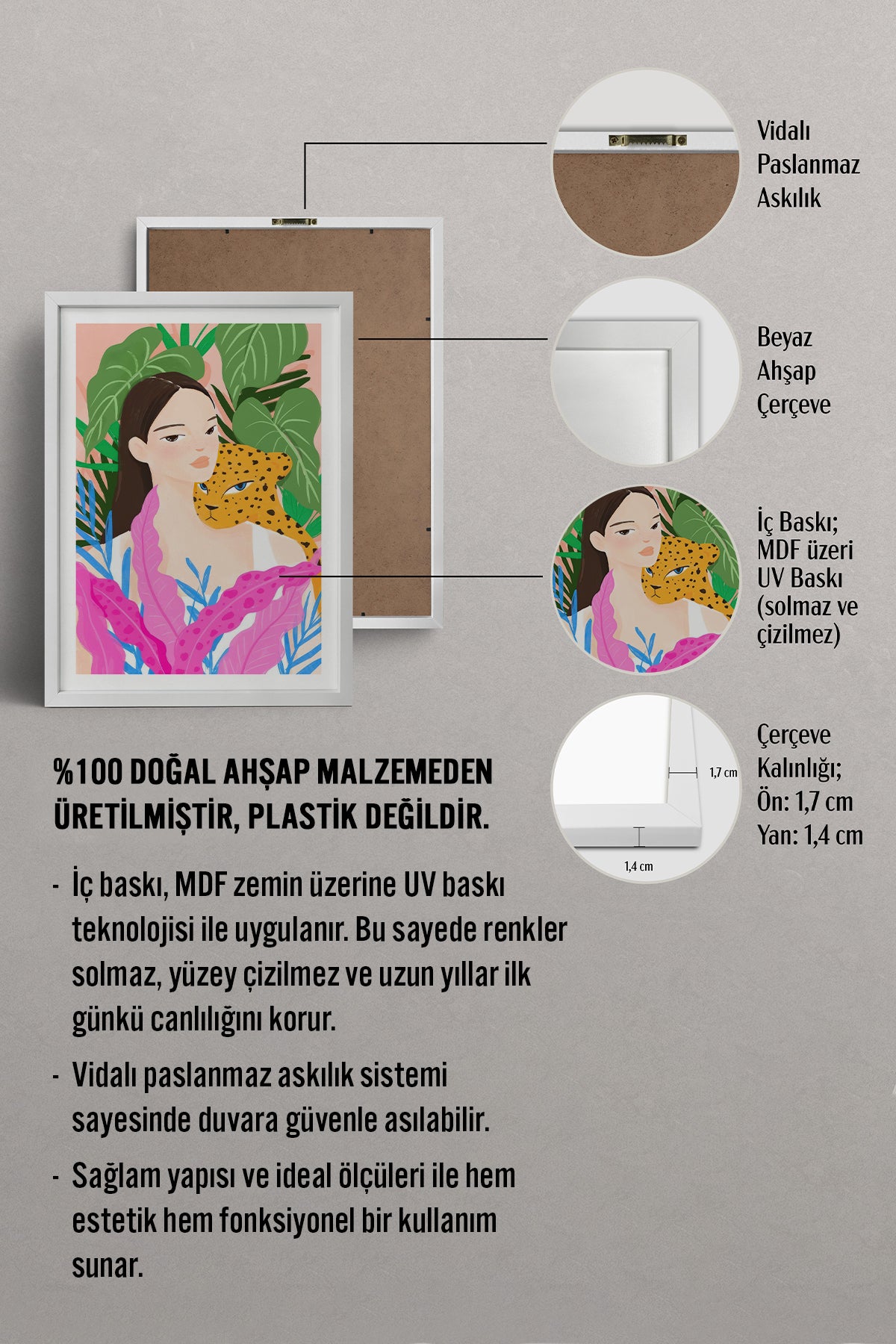 HOMEPACK Ahşap Çerçeveli Tablo Çerçeveli Poster Sanatsal Modern Duvar Dekoru TK-780
