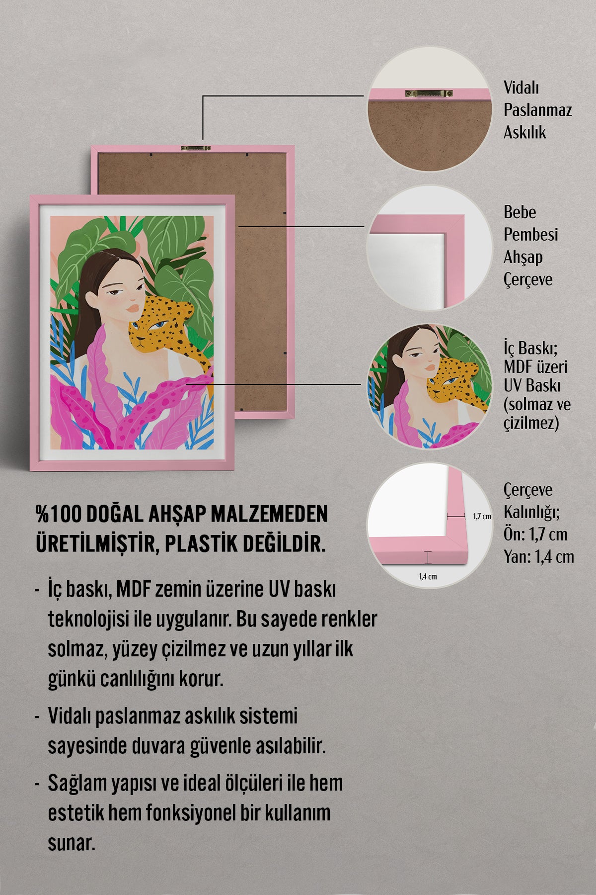 HOMEPACK Ahşap Çerçeveli Tablo Çerçeveli Poster Sanatsal Modern Duvar Dekoru TK-780