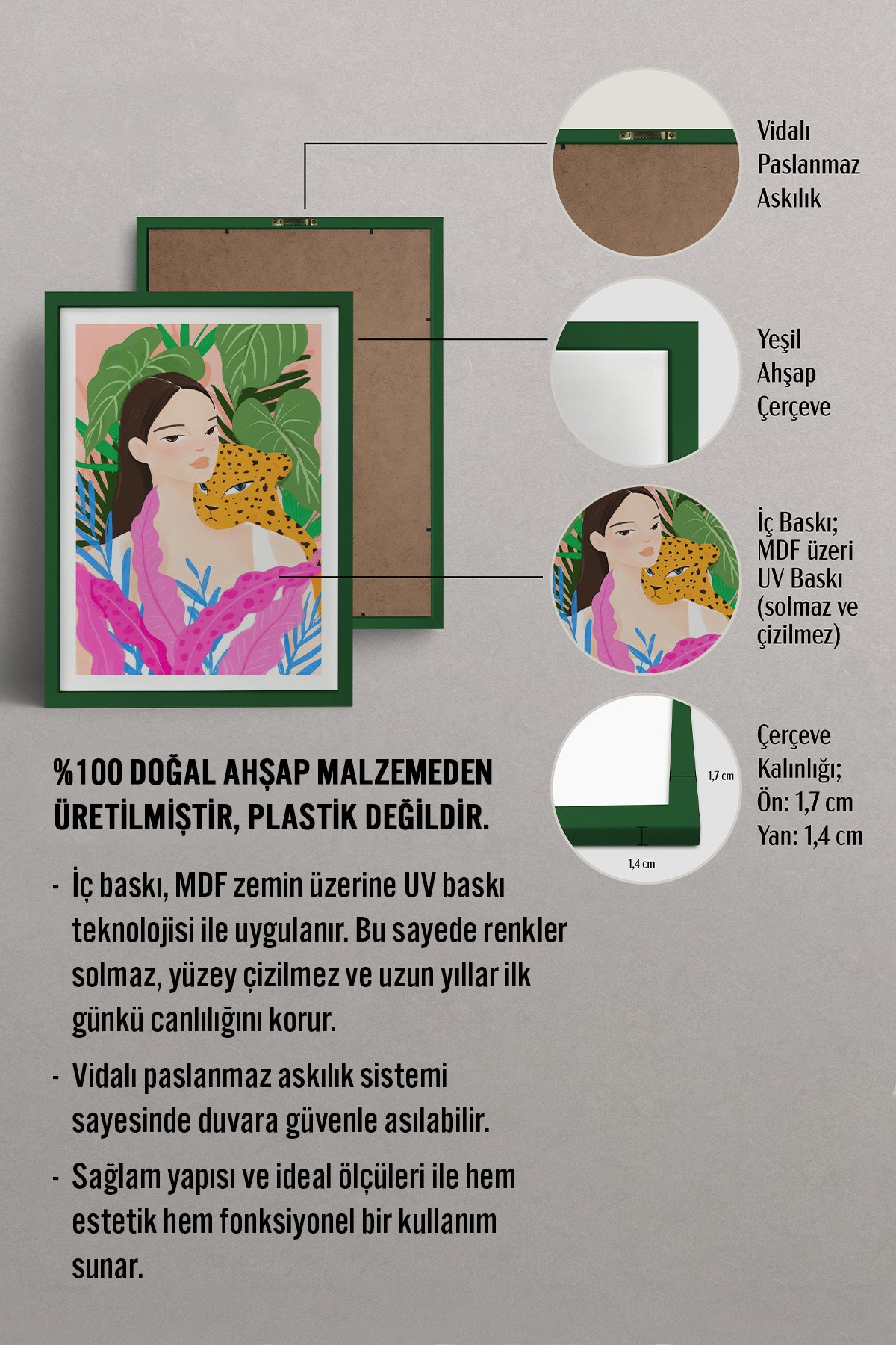 HOMEPACK Ahşap Çerçeveli Tablo Çerçeveli Poster Sanatsal Modern Duvar Dekoru TK-780