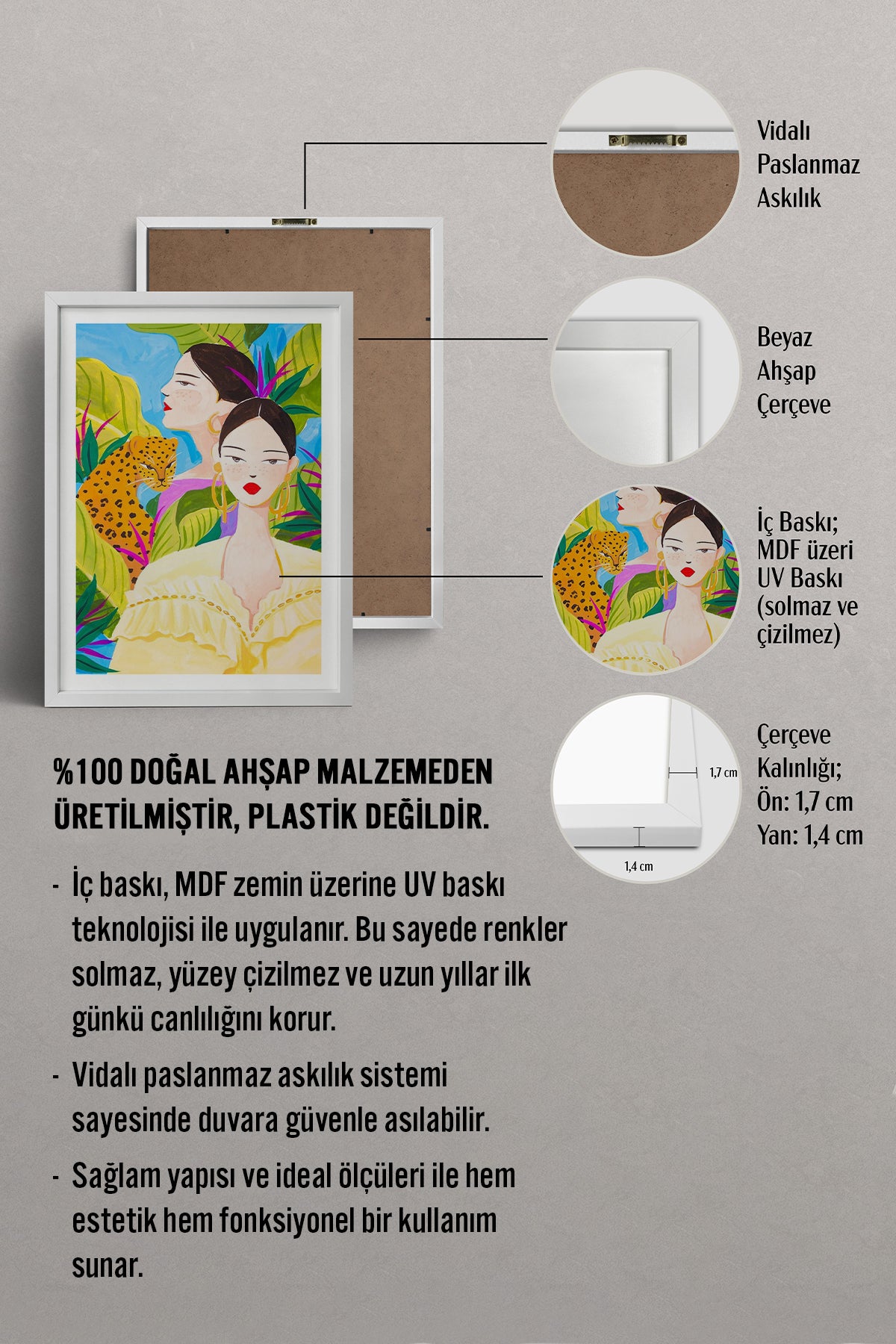 HOMEPACK Ahşap Çerçeveli Tablo Çerçeveli Poster Sanatsal Modern Duvar Dekoru TK-781