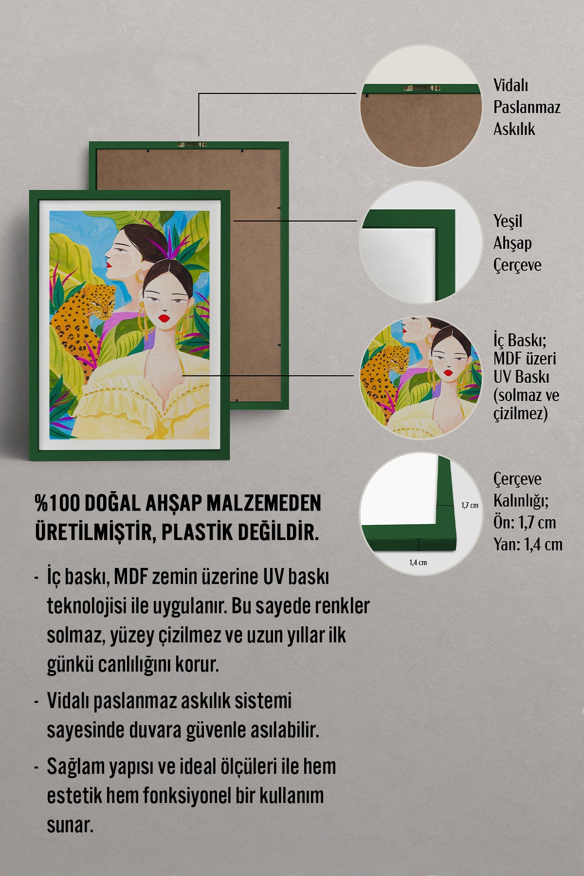 HOMEPACK Ahşap Çerçeveli Tablo Çerçeveli Poster Sanatsal Modern Duvar Dekoru TK-781