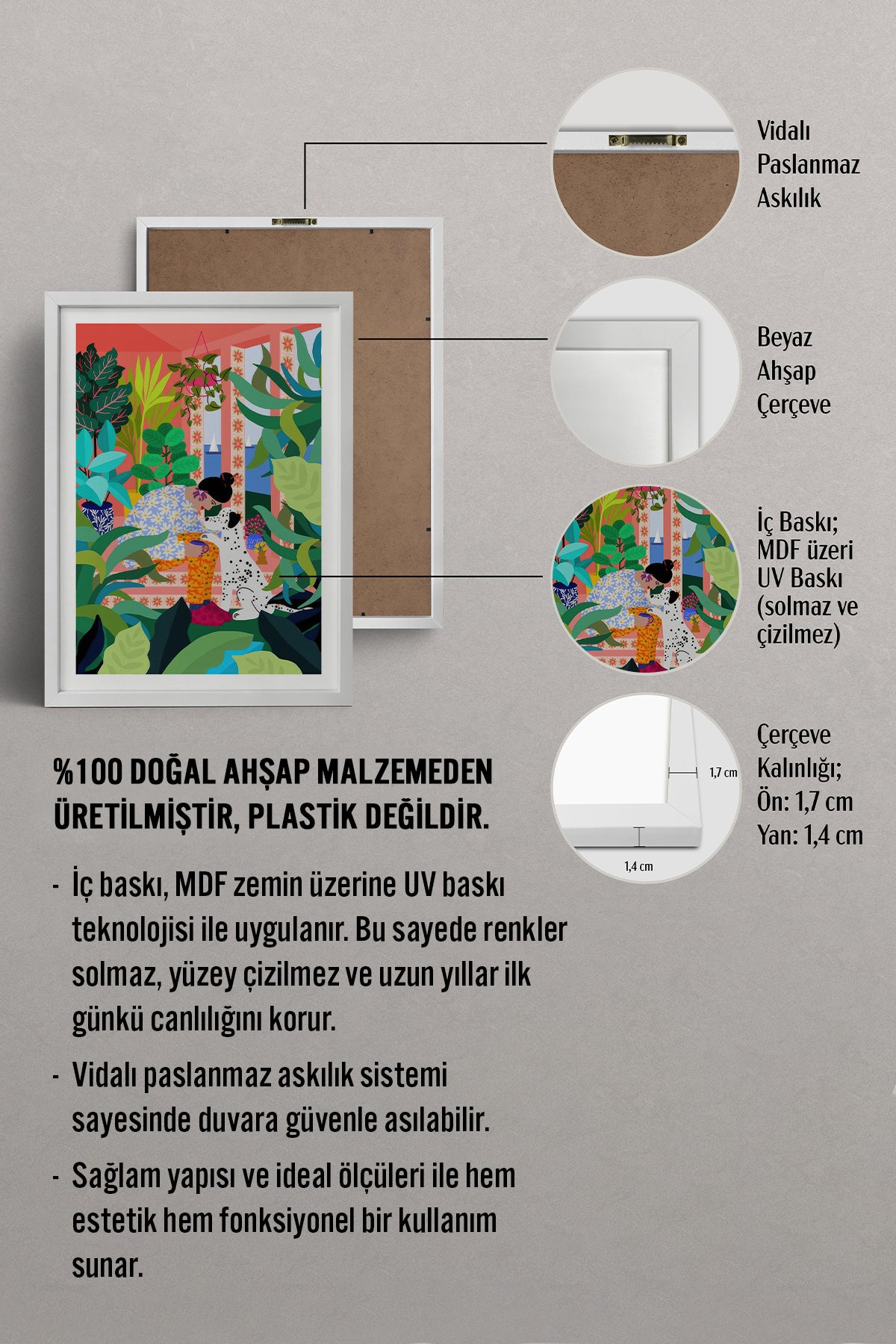 HOMEPACK Ahşap Çerçeveli Tablo Çerçeveli Poster Sanatsal Modern Duvar Dekoru TK-782