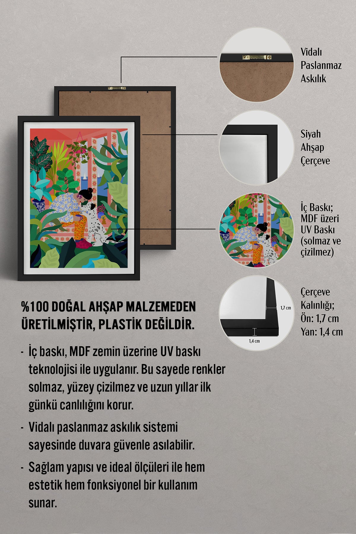 HOMEPACK Ahşap Çerçeveli Tablo Çerçeveli Poster Sanatsal Modern Duvar Dekoru TK-782