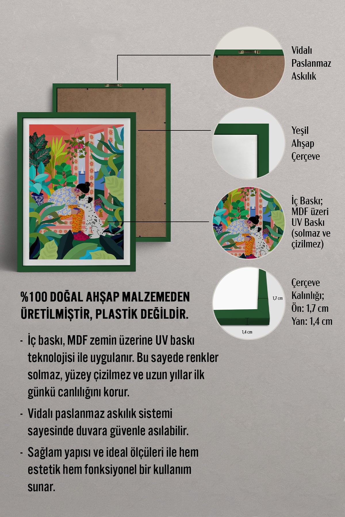 HOMEPACK Ahşap Çerçeveli Tablo Çerçeveli Poster Sanatsal Modern Duvar Dekoru TK-782