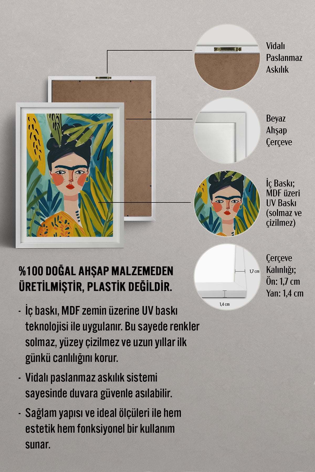 HOMEPACK Ahşap Çerçeveli Tablo Çerçeveli Poster Sanatsal Modern Duvar Dekoru TK-783