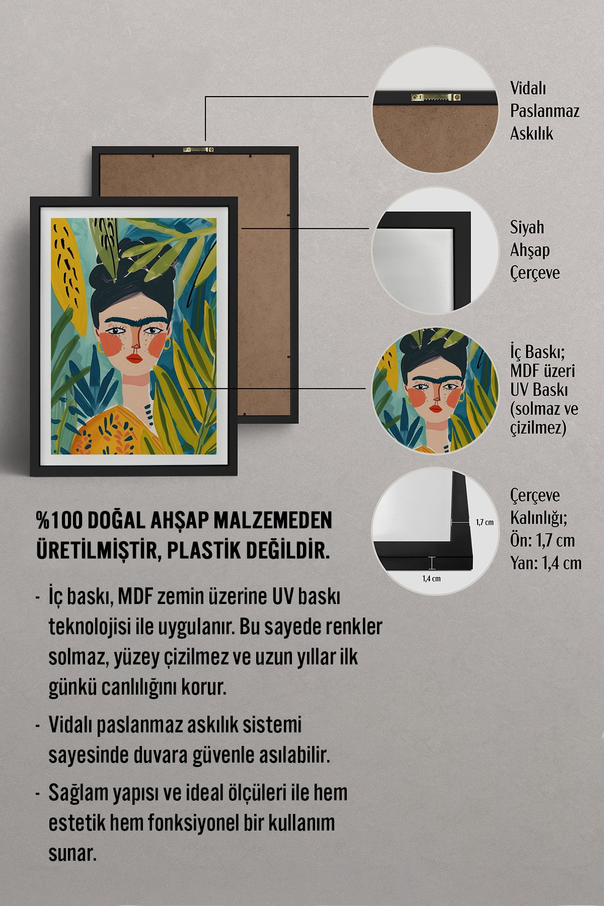 HOMEPACK Ahşap Çerçeveli Tablo Çerçeveli Poster Sanatsal Modern Duvar Dekoru TK-783