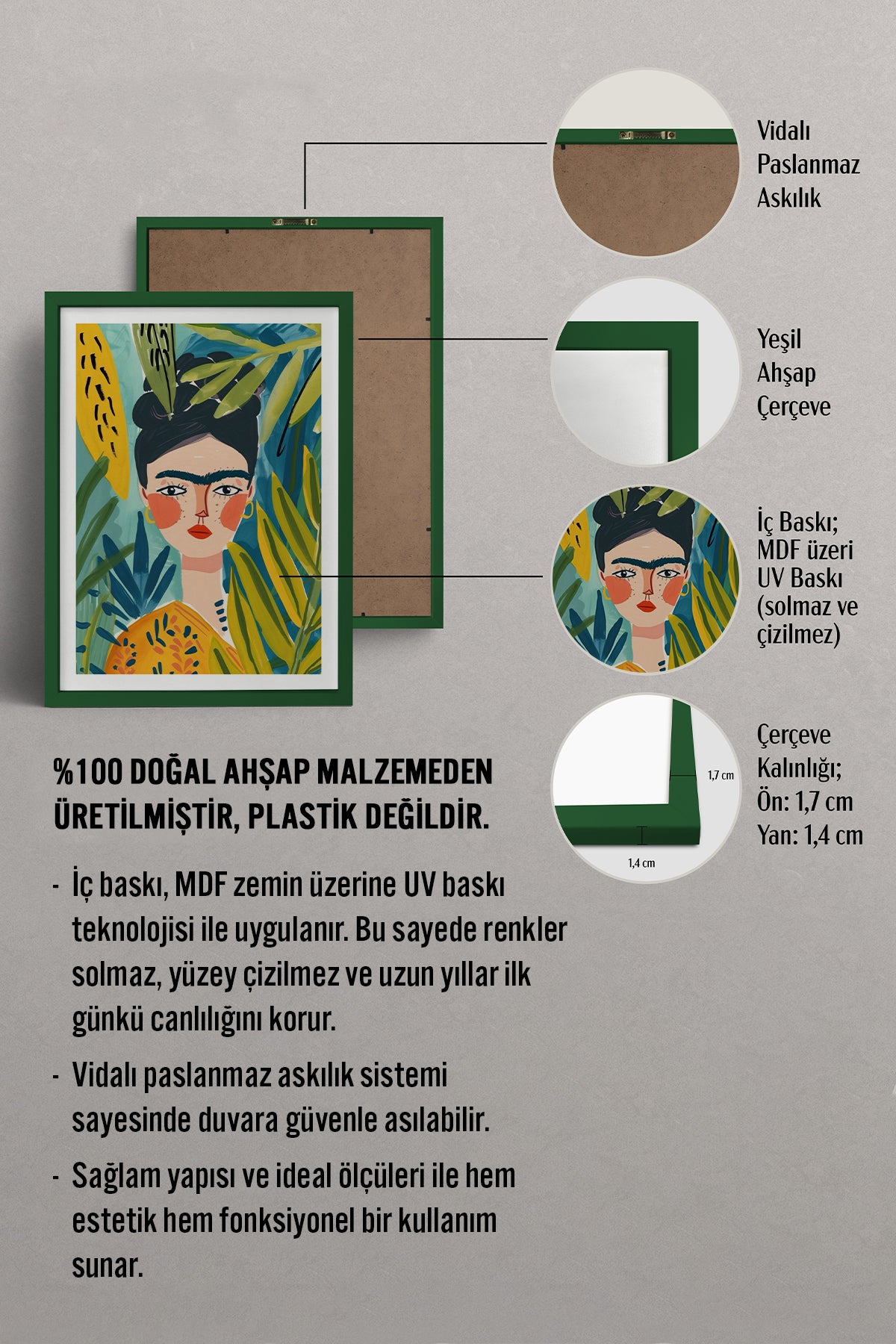 HOMEPACK Ahşap Çerçeveli Tablo Çerçeveli Poster Sanatsal Modern Duvar Dekoru TK-783