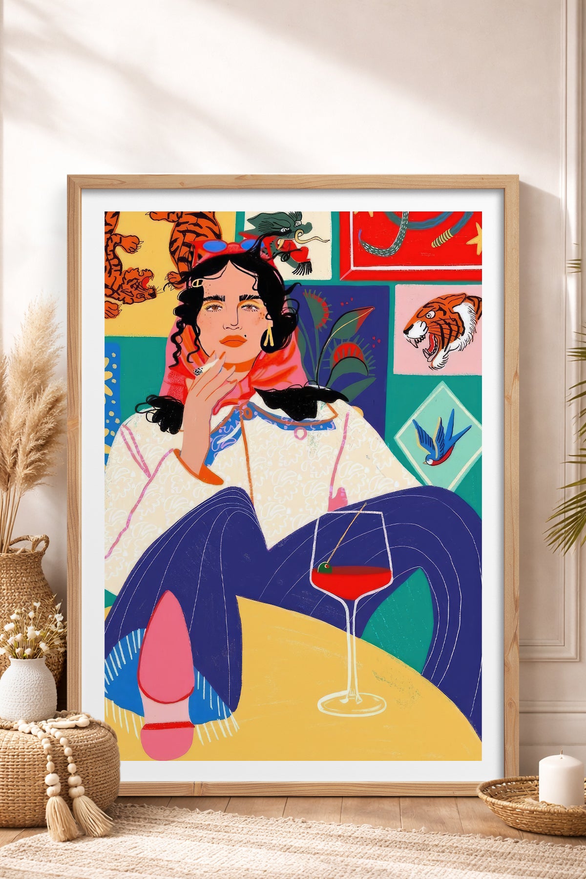 HOMEPACK Ahşap Çerçeveli Tablo Çerçeveli Poster Sanatsal Modern Duvar Dekoru TK-784