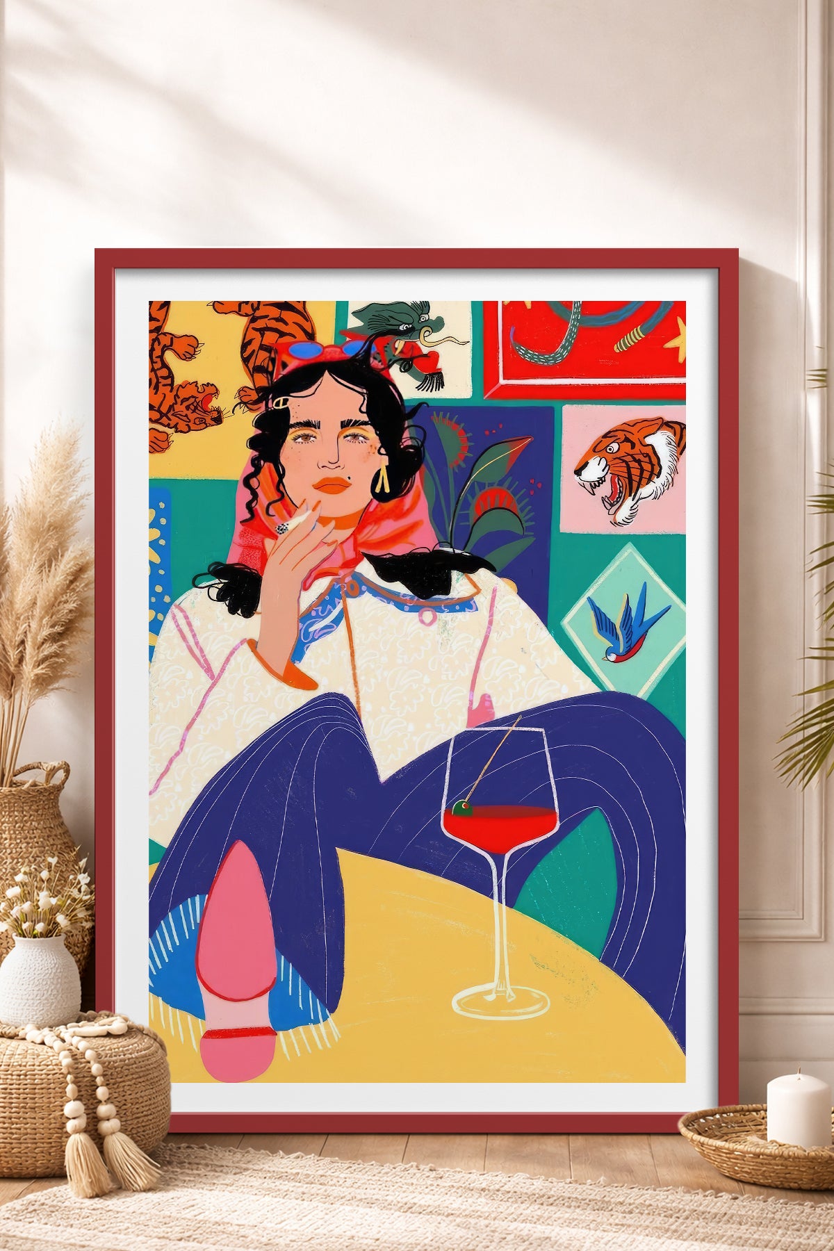 HOMEPACK Ahşap Çerçeveli Tablo Çerçeveli Poster Sanatsal Modern Duvar Dekoru TK-784