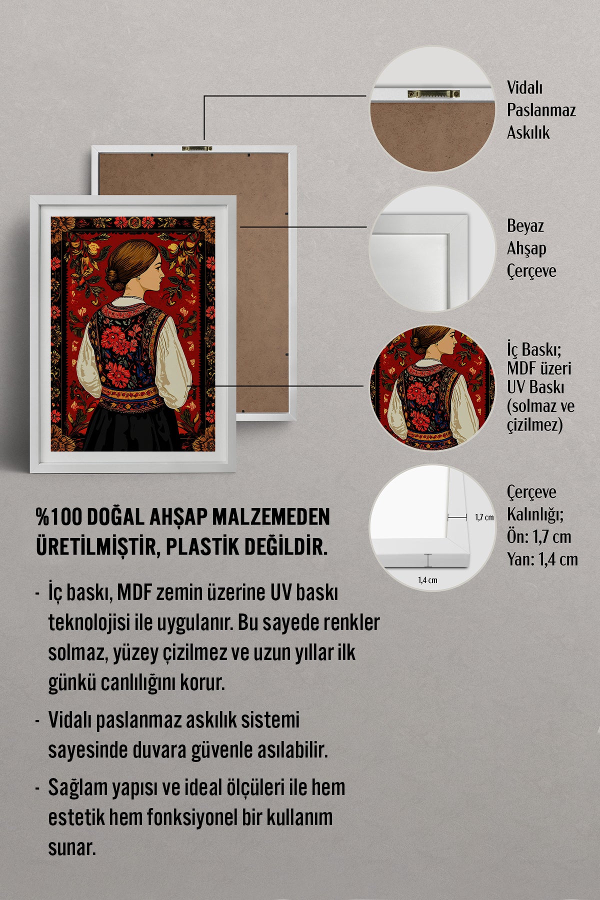 HOMEPACK Ahşap Çerçeveli Tablo Çerçeveli Poster Sanatsal Modern Duvar Dekoru TK-786