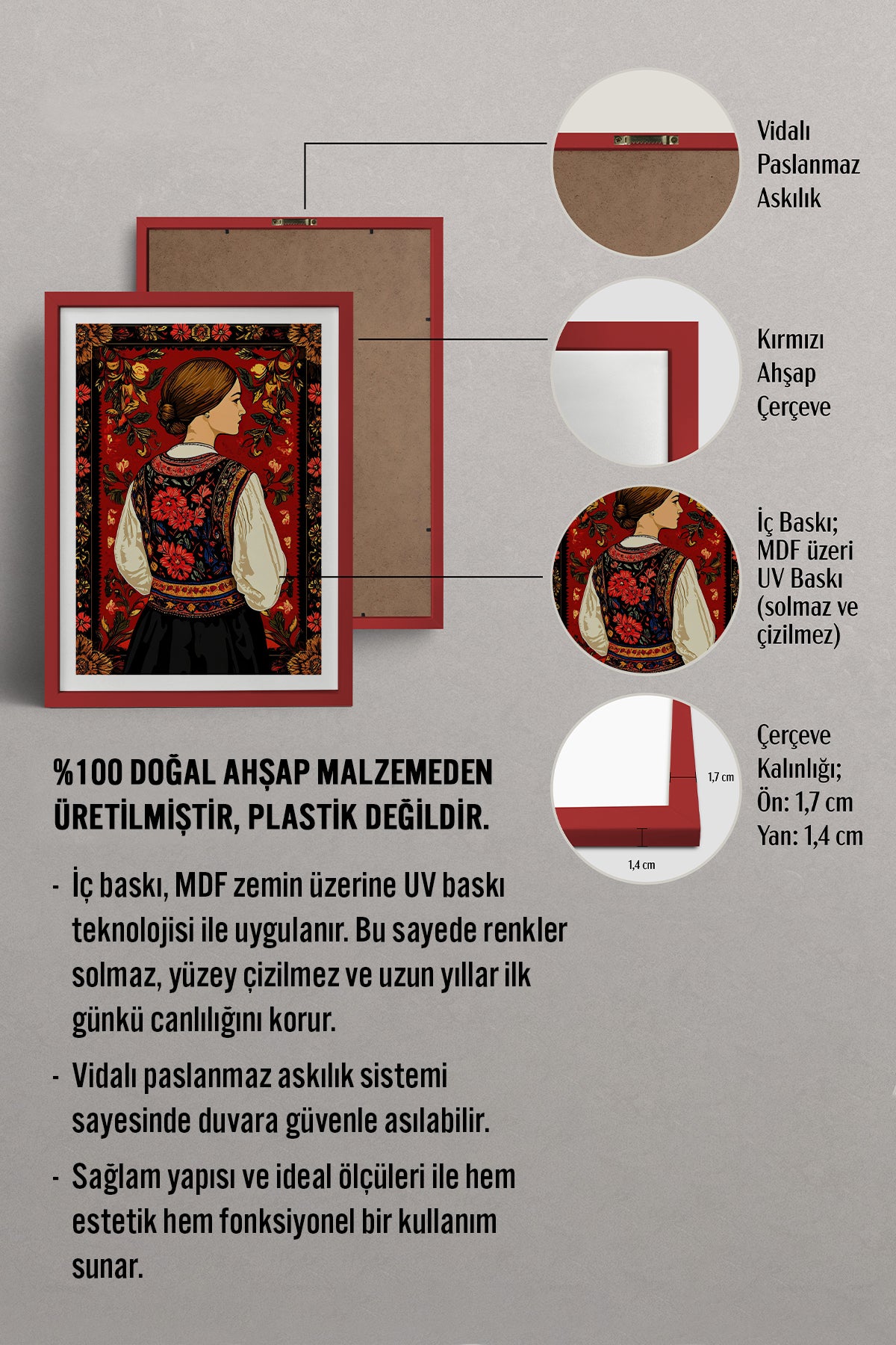 HOMEPACK Ahşap Çerçeveli Tablo Çerçeveli Poster Sanatsal Modern Duvar Dekoru TK-786