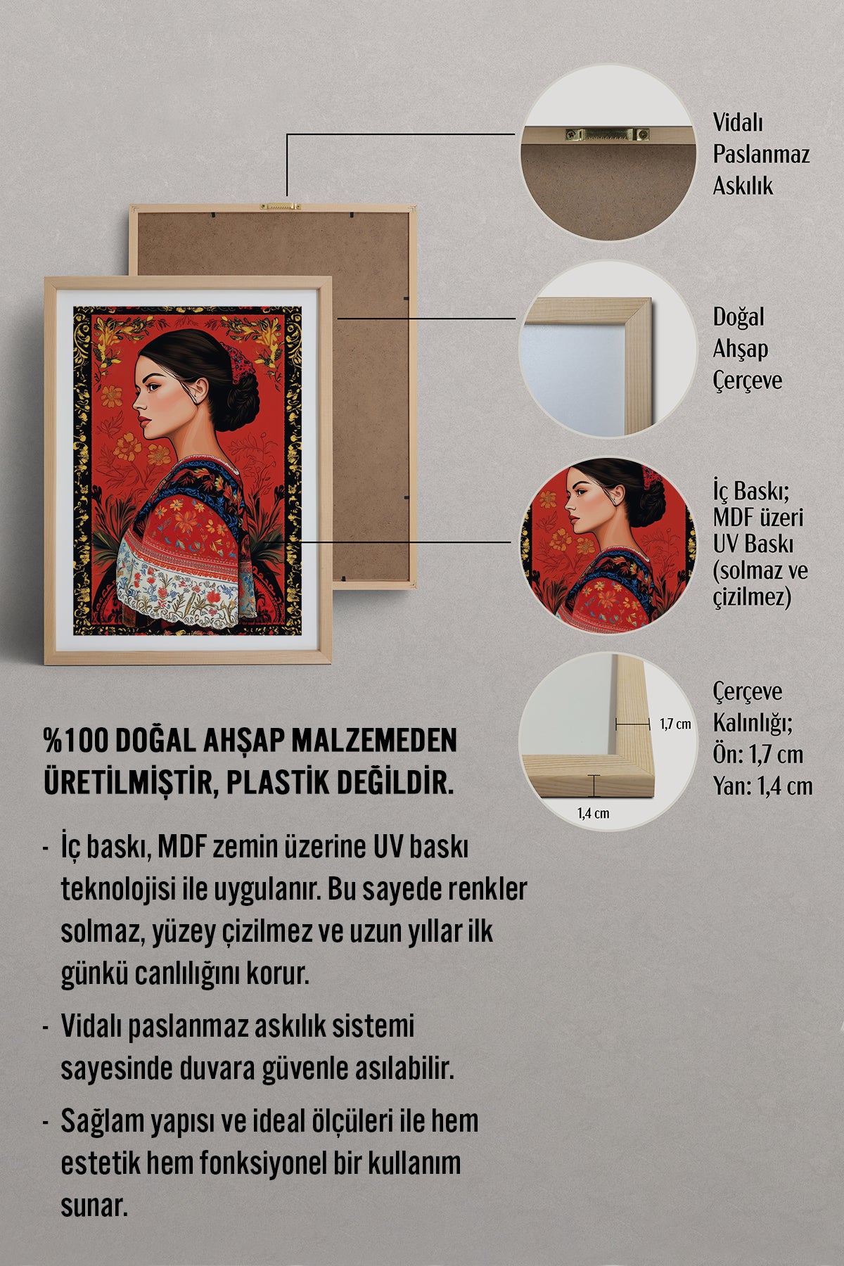HOMEPACK Ahşap Çerçeveli Tablo Çerçeveli Poster Sanatsal Modern Duvar Dekoru TK-787