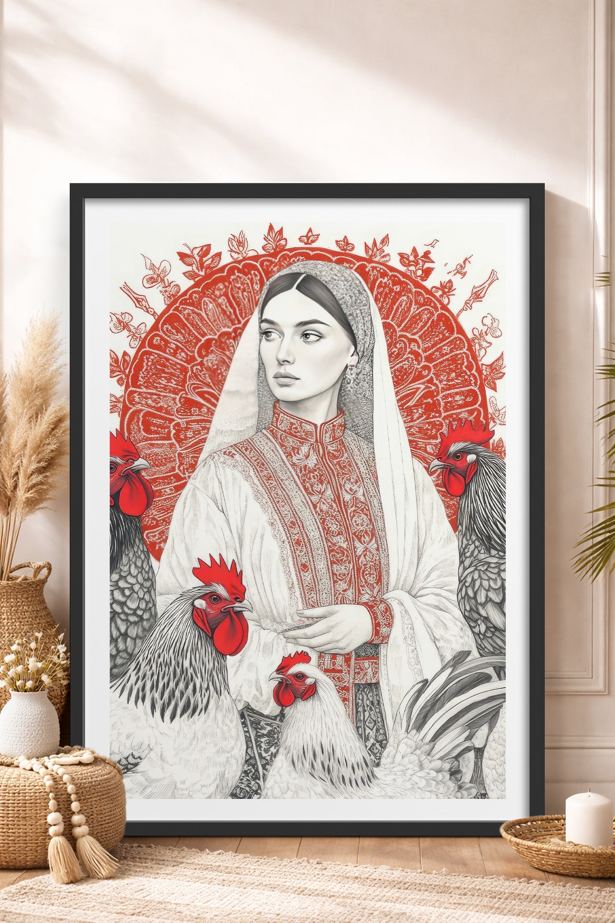 HOMEPACK Ahşap Çerçeveli Tablo Çerçeveli Poster Sanatsal Modern Duvar Dekoru TK-788
