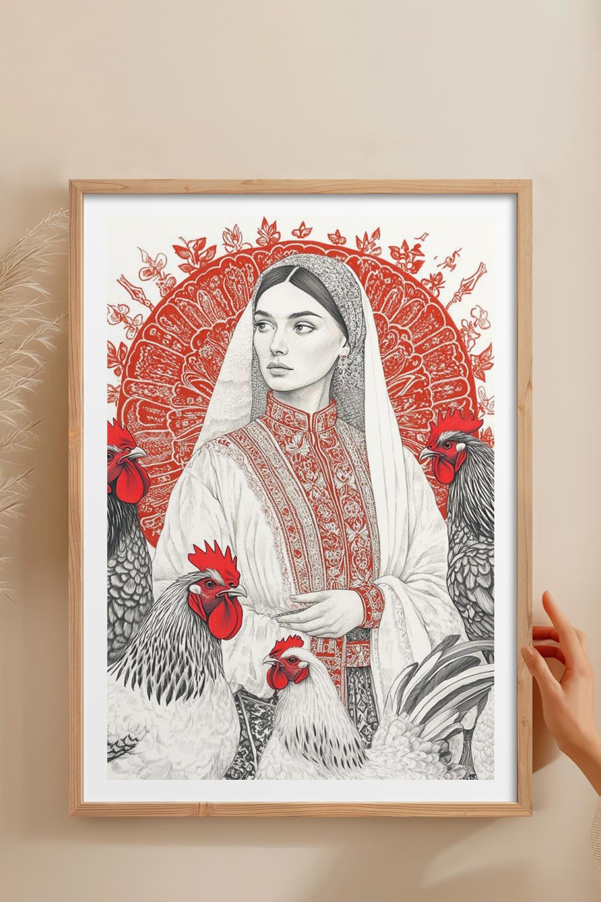 HOMEPACK Ahşap Çerçeveli Tablo Çerçeveli Poster Sanatsal Modern Duvar Dekoru TK-788