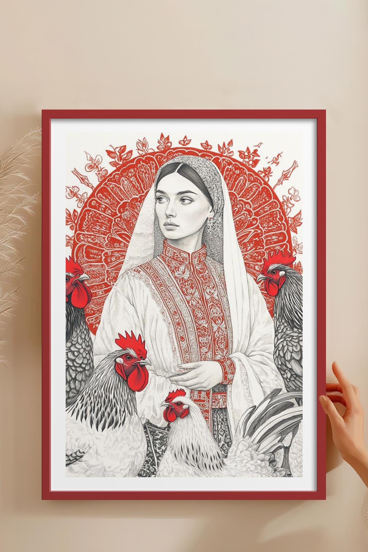 HOMEPACK Ahşap Çerçeveli Tablo Çerçeveli Poster Sanatsal Modern Duvar Dekoru TK-788