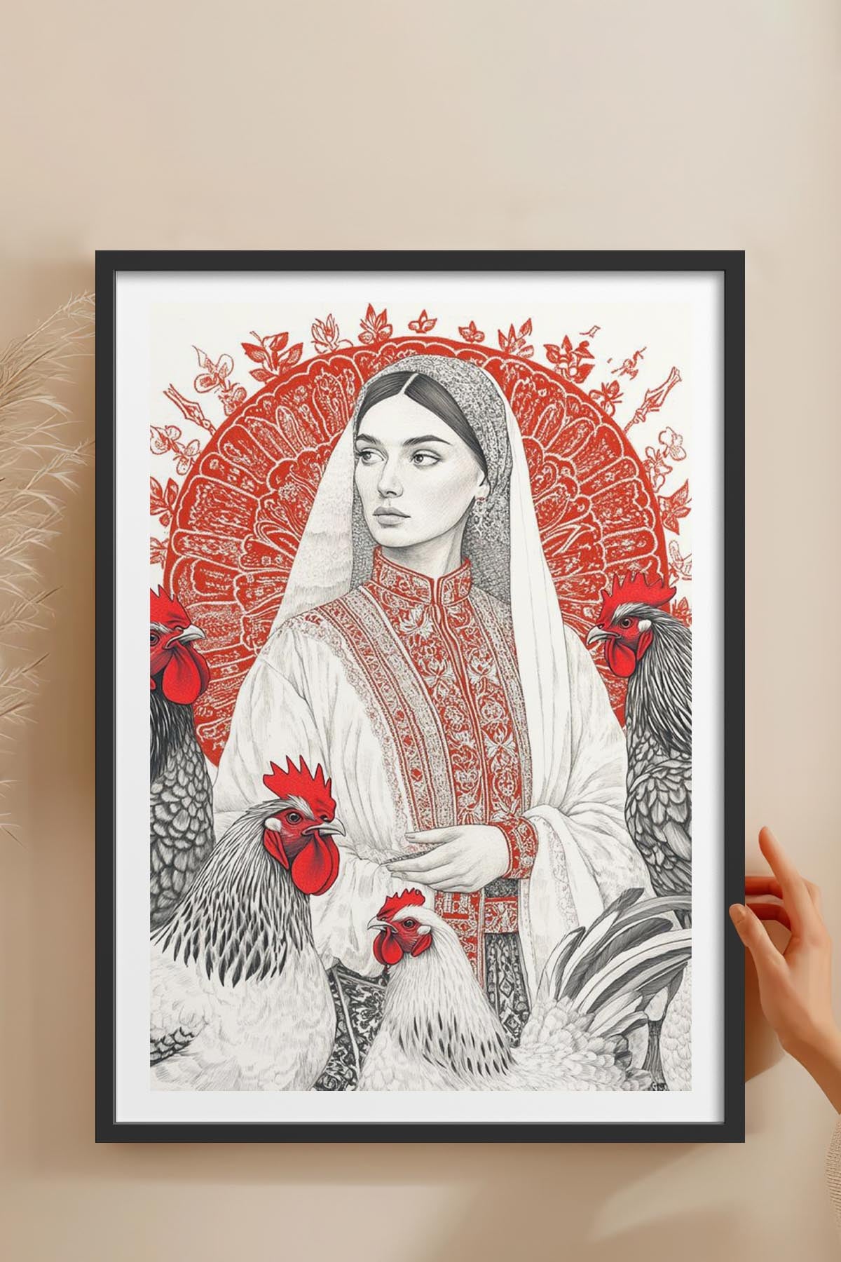 HOMEPACK Ahşap Çerçeveli Tablo Çerçeveli Poster Sanatsal Modern Duvar Dekoru TK-788