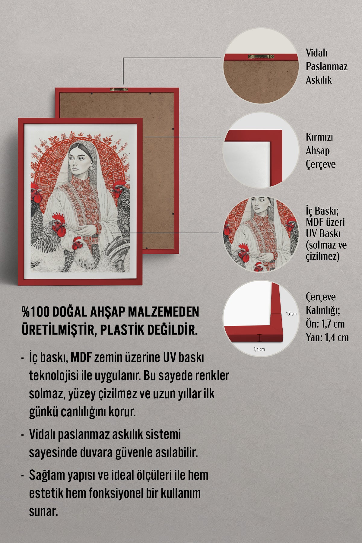 HOMEPACK Ahşap Çerçeveli Tablo Çerçeveli Poster Sanatsal Modern Duvar Dekoru TK-788
