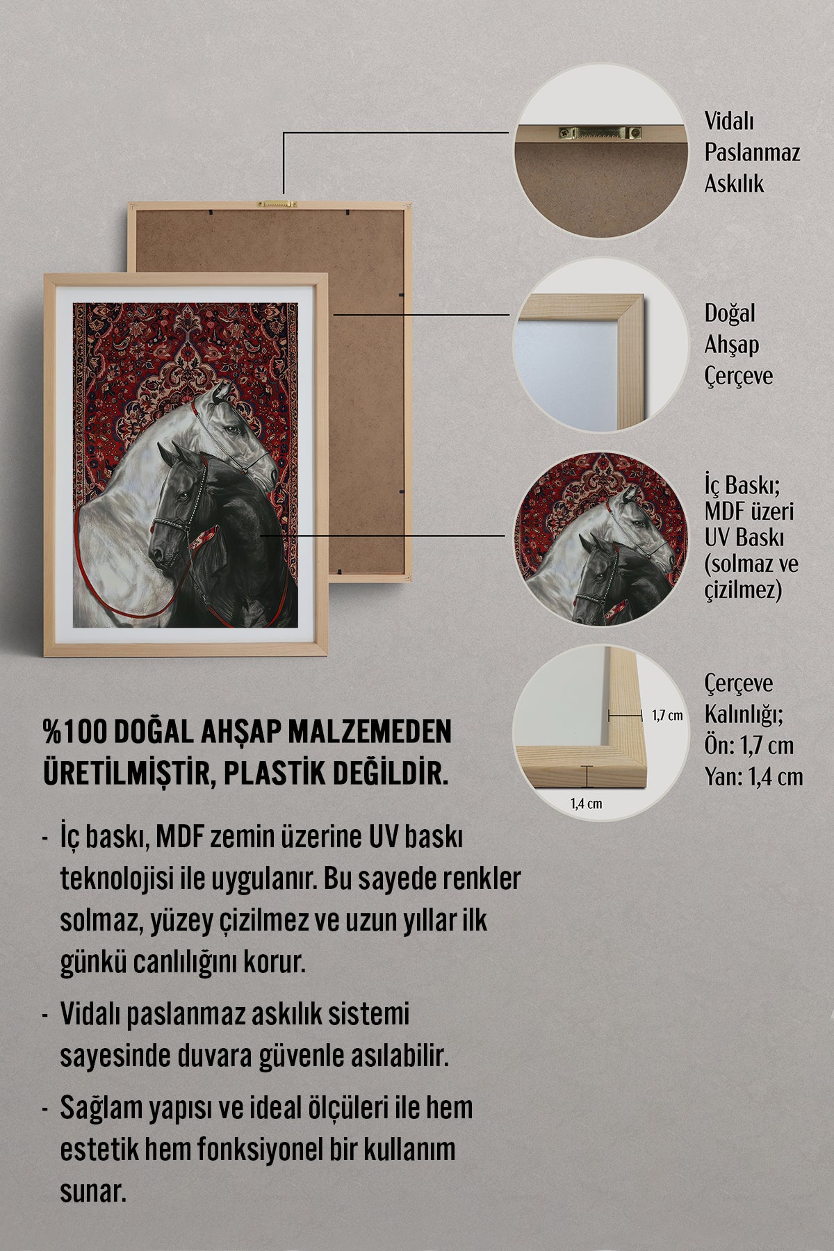 HOMEPACK Ahşap Çerçeveli Tablo Çerçeveli Poster Sanatsal Modern Duvar Dekoru TK-789
