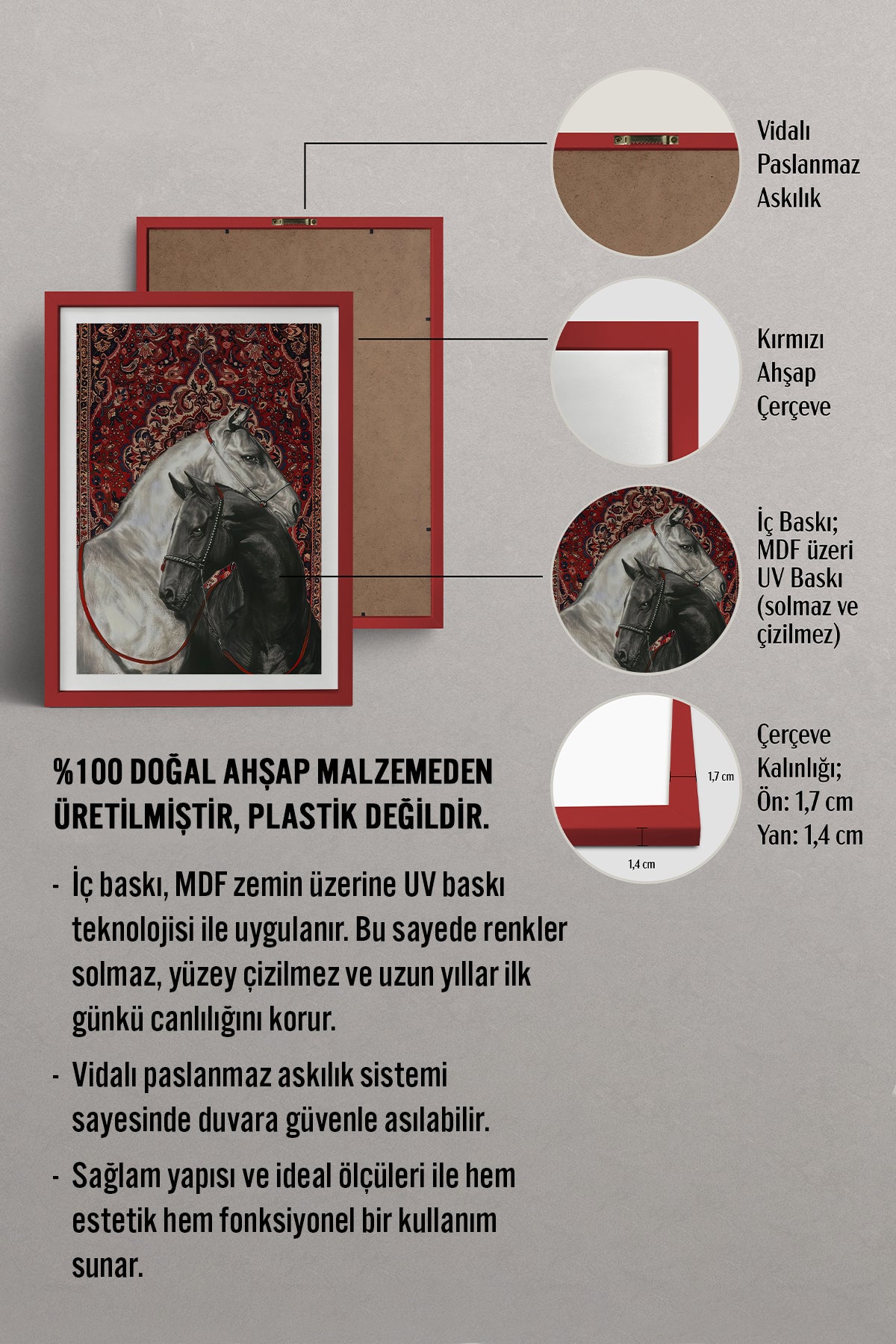 HOMEPACK Ahşap Çerçeveli Tablo Çerçeveli Poster Sanatsal Modern Duvar Dekoru TK-789