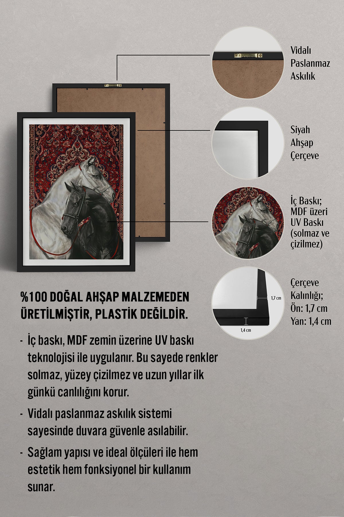 HOMEPACK Ahşap Çerçeveli Tablo Çerçeveli Poster Sanatsal Modern Duvar Dekoru TK-789