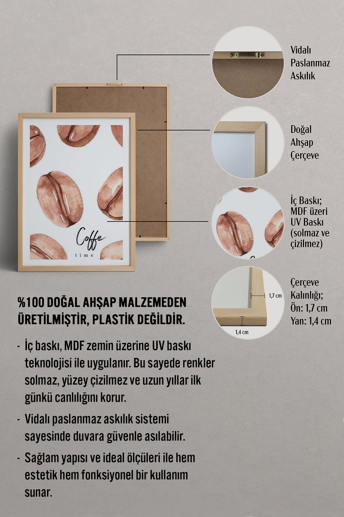 HOMEPACK Ahşap Çerçeveli Tablo Çerçeveli Poster Sanatsal Modern Duvar Dekoru TK-791