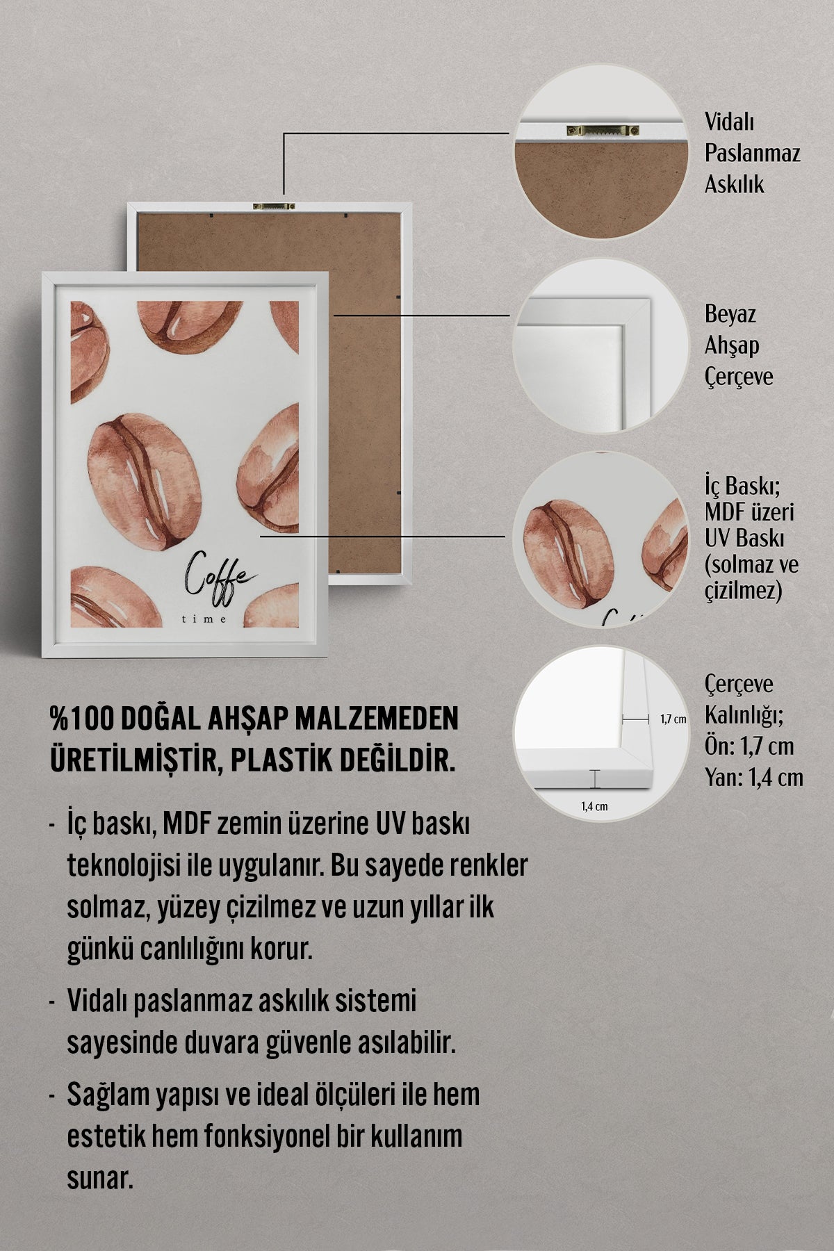 HOMEPACK Ahşap Çerçeveli Tablo Çerçeveli Poster Sanatsal Modern Duvar Dekoru TK-791