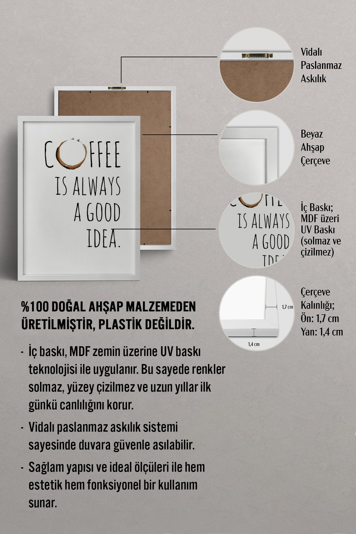 HOMEPACK Ahşap Çerçeveli Tablo Çerçeveli Poster Sanatsal Modern Duvar Dekoru TK-792