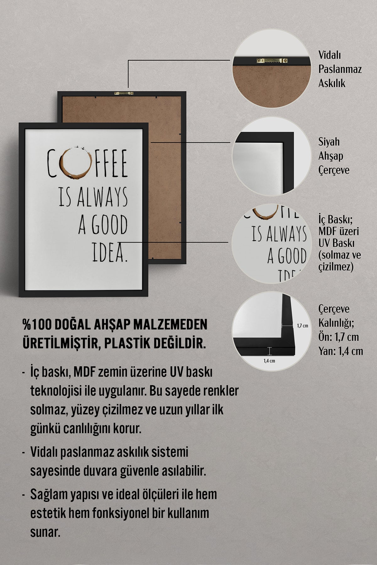 HOMEPACK Ahşap Çerçeveli Tablo Çerçeveli Poster Sanatsal Modern Duvar Dekoru TK-792