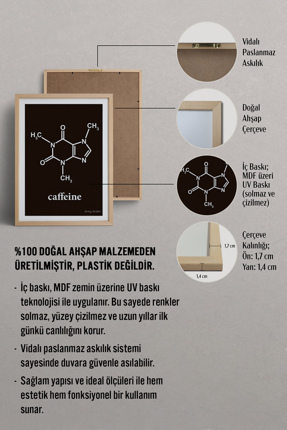 HOMEPACK Ahşap Çerçeveli Tablo Çerçeveli Poster Sanatsal Modern Duvar Dekoru TK-795
