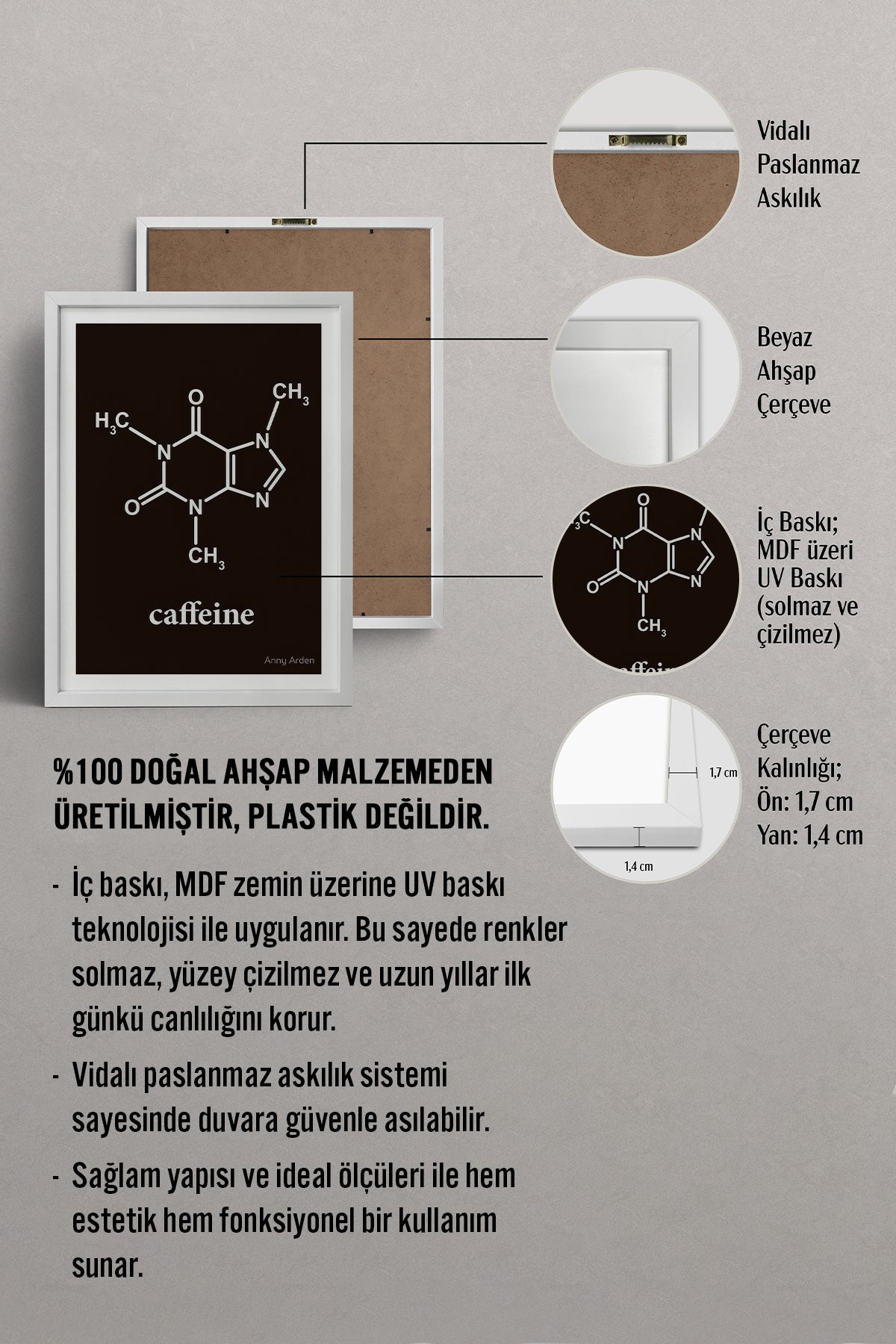 HOMEPACK Ahşap Çerçeveli Tablo Çerçeveli Poster Sanatsal Modern Duvar Dekoru TK-795
