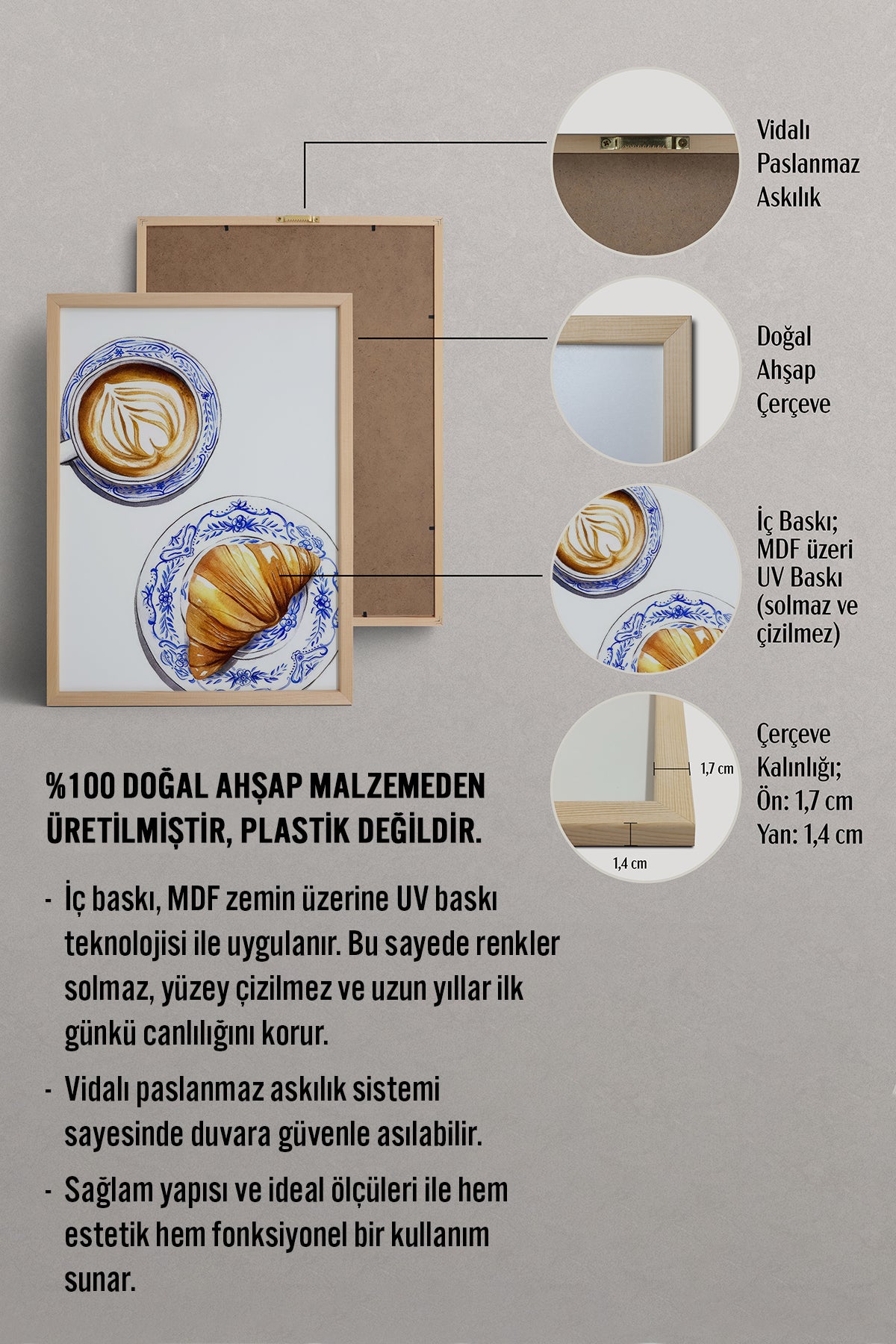 HOMEPACK Ahşap Çerçeveli Tablo Çerçeveli Poster Sanatsal Modern Duvar Dekoru TK-796
