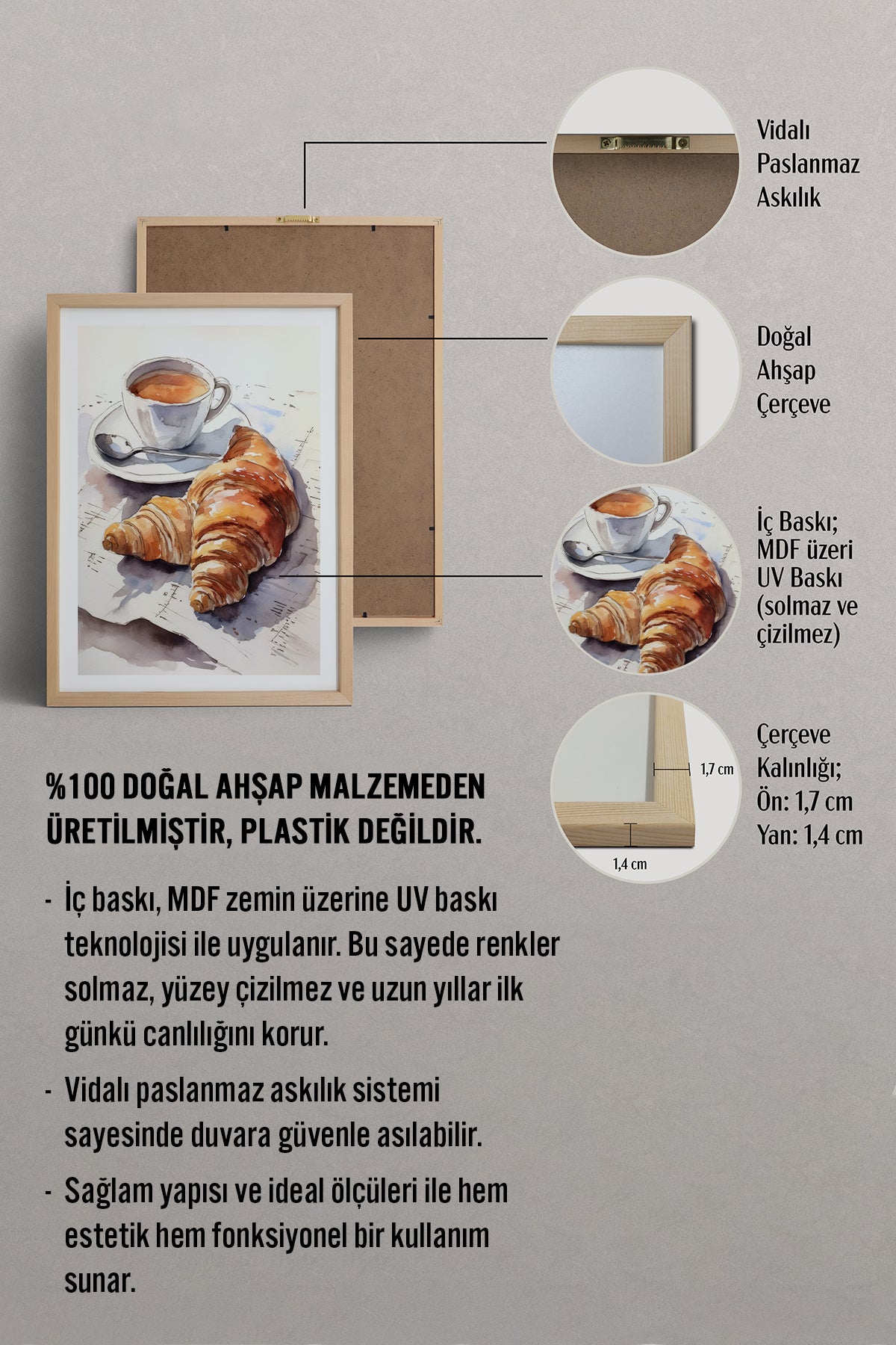HOMEPACK Ahşap Çerçeveli Tablo Çerçeveli Poster Sanatsal Modern Duvar Dekoru TK-797