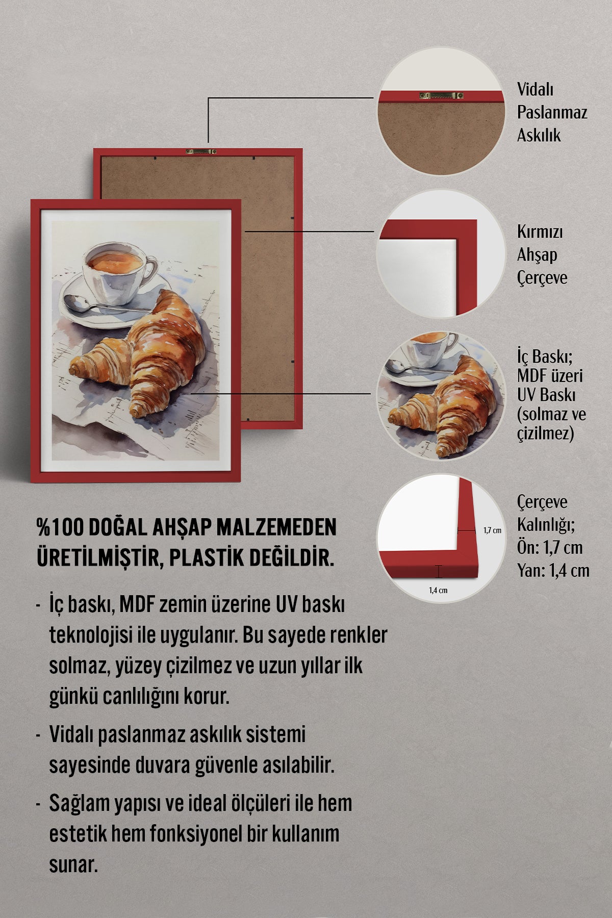 HOMEPACK Ahşap Çerçeveli Tablo Çerçeveli Poster Sanatsal Modern Duvar Dekoru TK-797