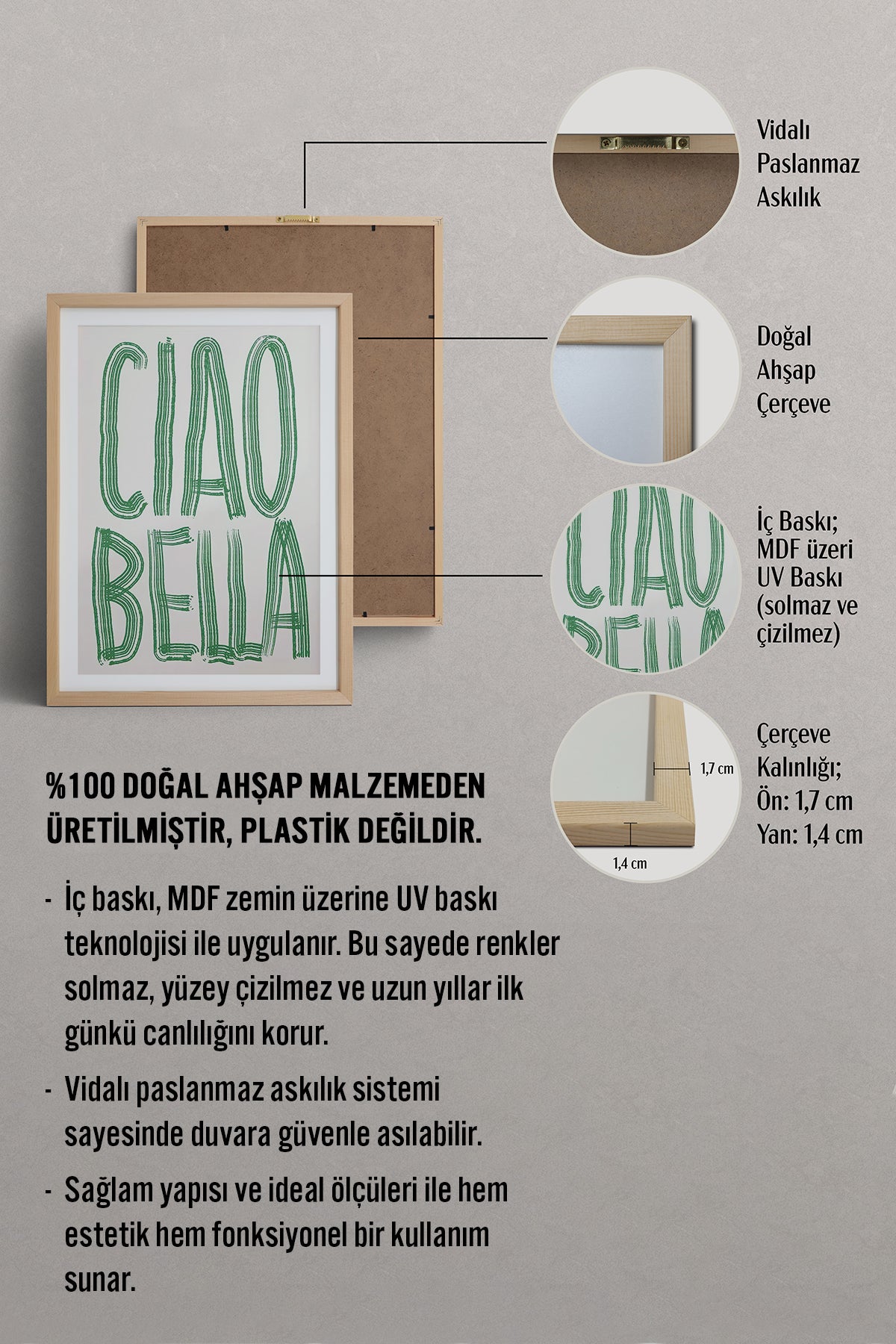 HOMEPACK Ahşap Çerçeveli Tablo Çerçeveli Poster Sanatsal Modern Duvar Dekoru TK-800