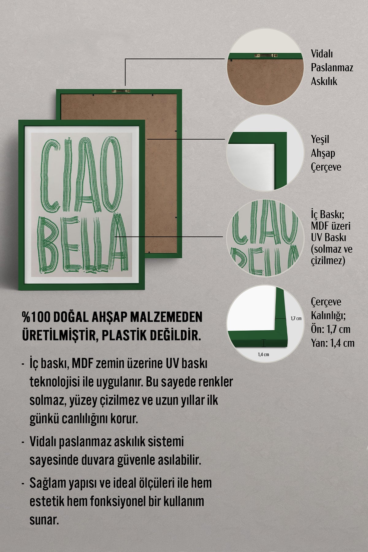 HOMEPACK Ahşap Çerçeveli Tablo Çerçeveli Poster Sanatsal Modern Duvar Dekoru TK-800