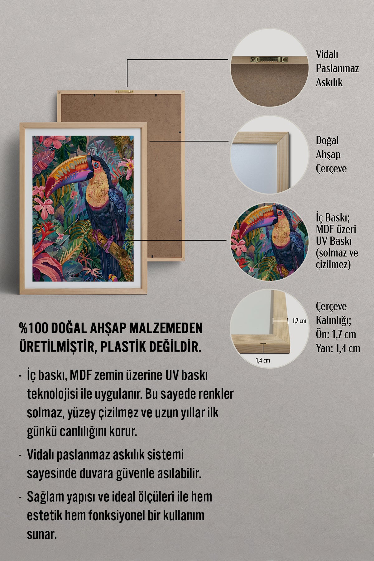 HOMEPACK Ahşap Çerçeveli Tablo Çerçeveli Poster Sanatsal Modern Duvar Dekoru TK-803