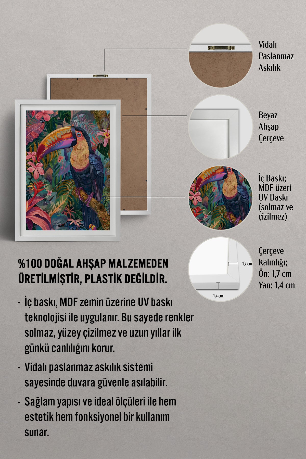 HOMEPACK Ahşap Çerçeveli Tablo Çerçeveli Poster Sanatsal Modern Duvar Dekoru TK-803