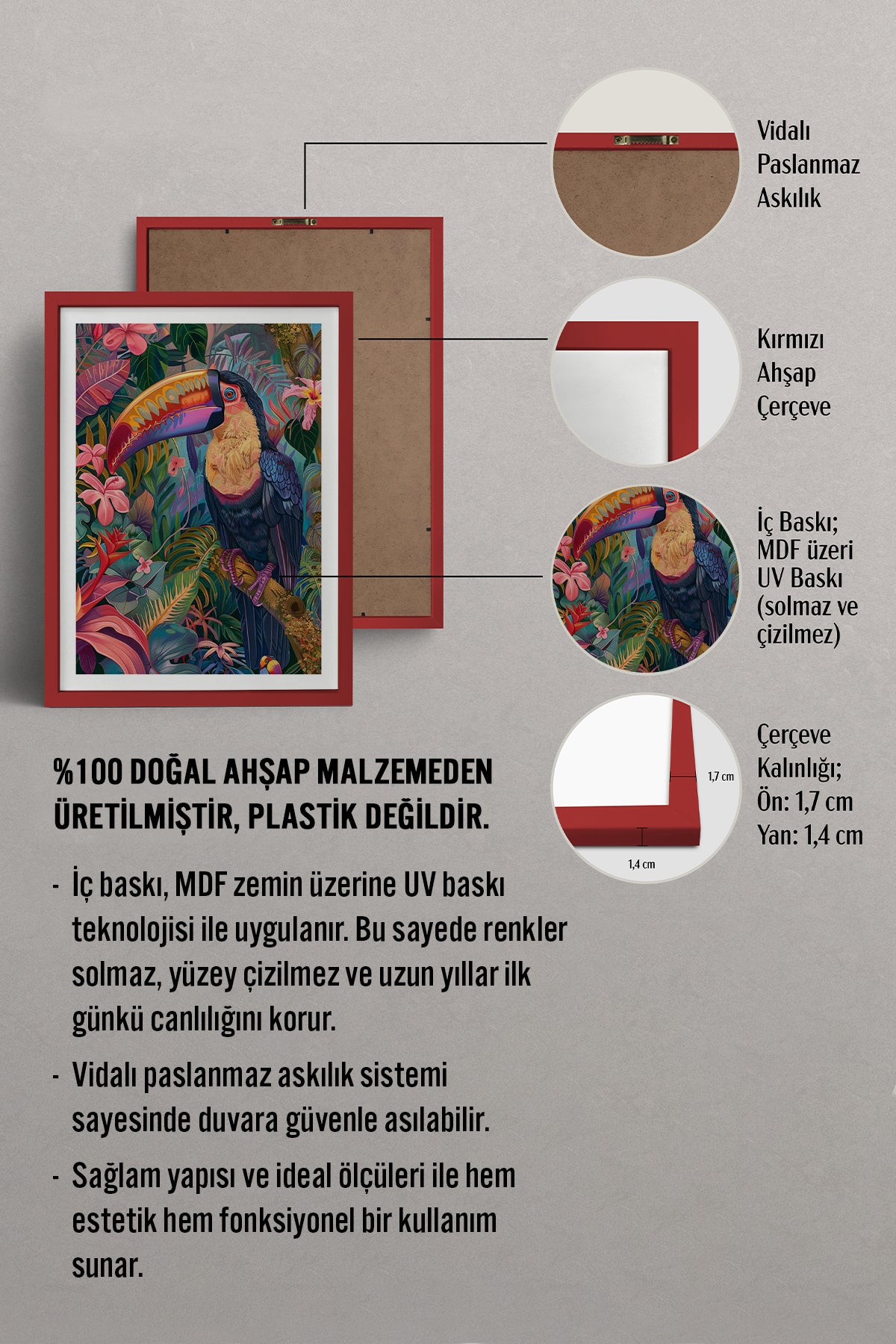 HOMEPACK Ahşap Çerçeveli Tablo Çerçeveli Poster Sanatsal Modern Duvar Dekoru TK-803