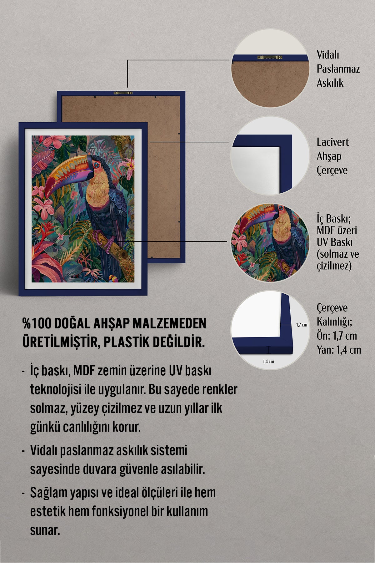 HOMEPACK Ahşap Çerçeveli Tablo Çerçeveli Poster Sanatsal Modern Duvar Dekoru TK-803