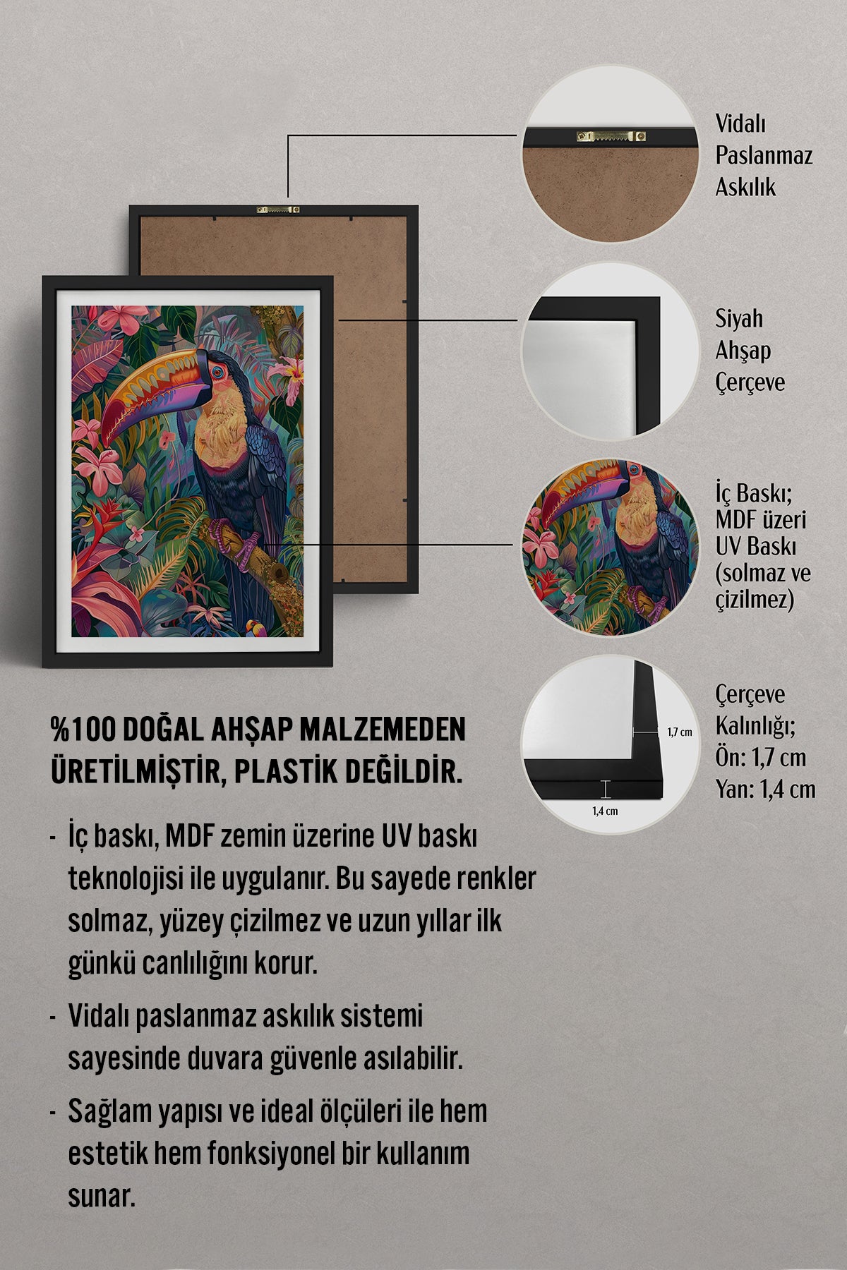 HOMEPACK Ahşap Çerçeveli Tablo Çerçeveli Poster Sanatsal Modern Duvar Dekoru TK-803