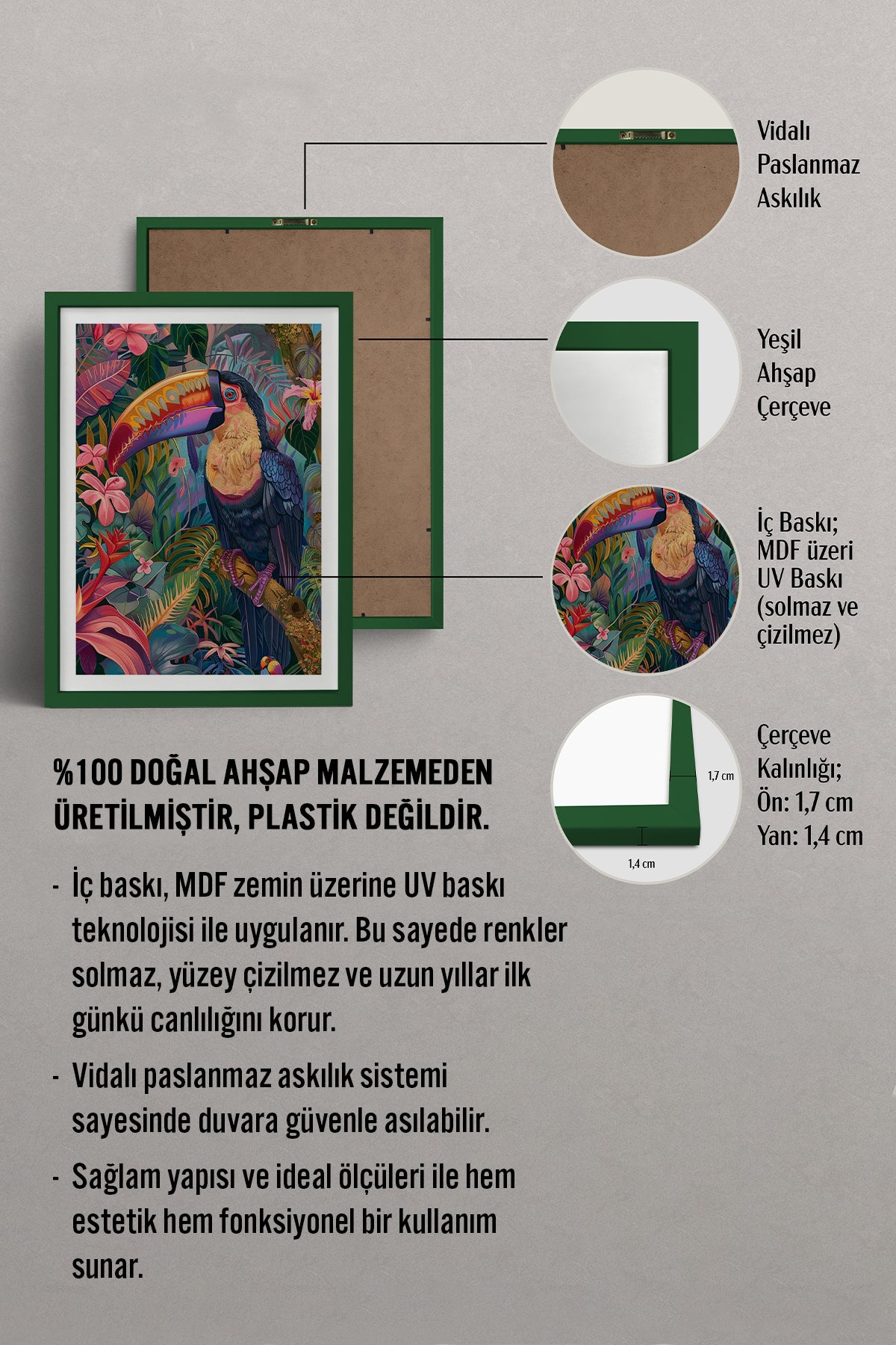 HOMEPACK Ahşap Çerçeveli Tablo Çerçeveli Poster Sanatsal Modern Duvar Dekoru TK-803
