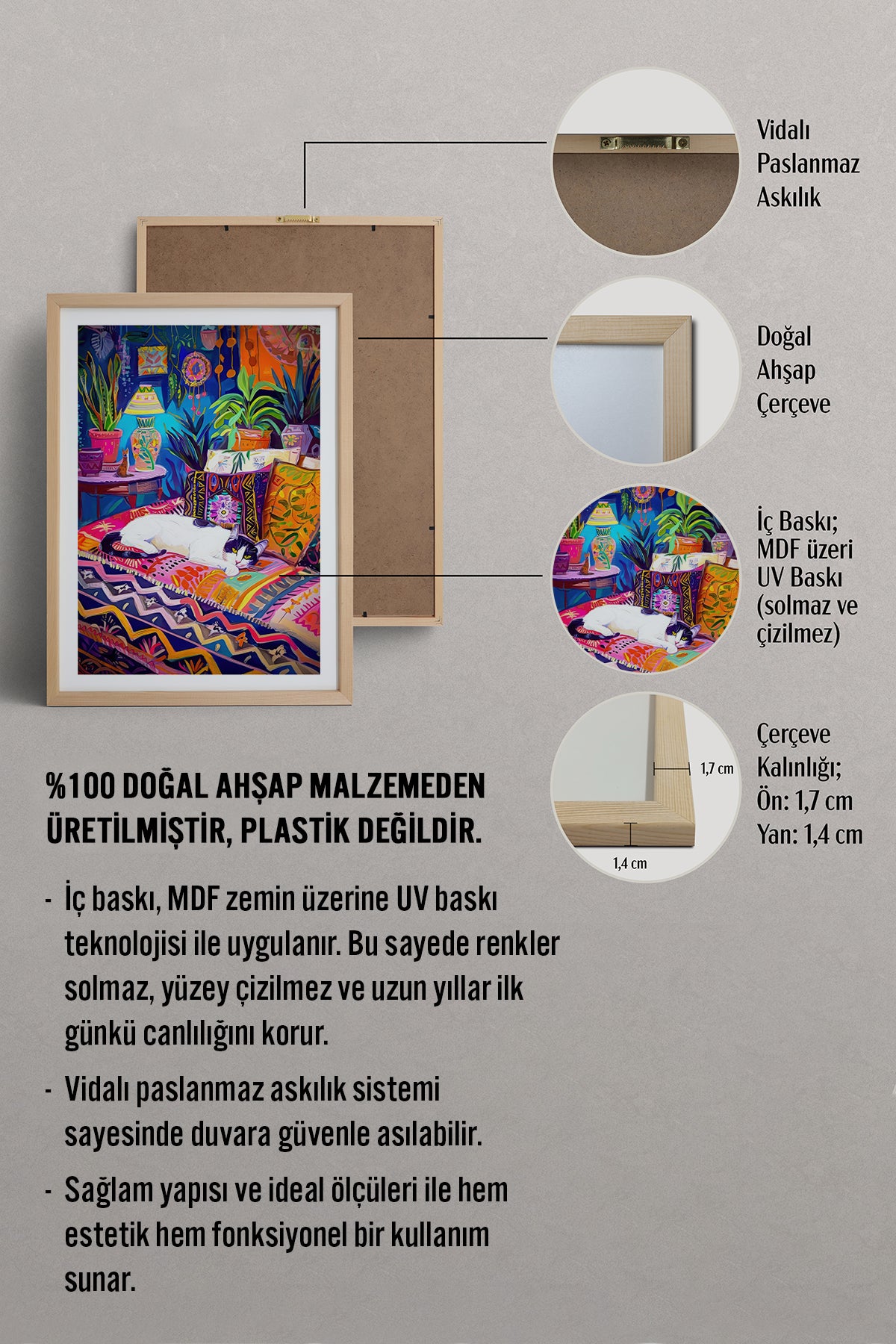 HOMEPACK Ahşap Çerçeveli Tablo Çerçeveli Poster Sanatsal Modern Duvar Dekoru TK-804